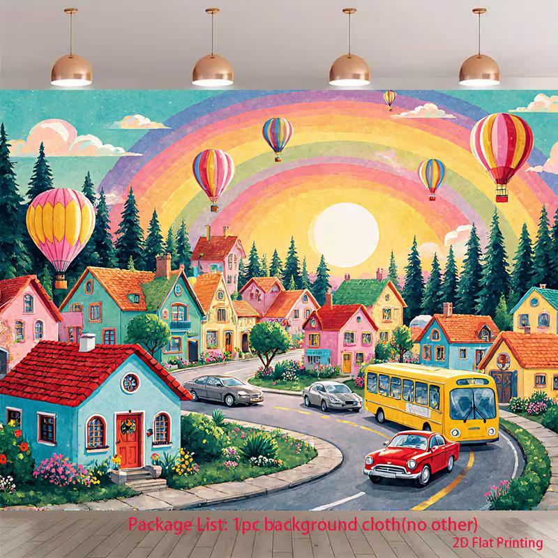 2D Whimsical Village Backdrop Kids Town Cars Bus Rainbow Sun Background for Photoshoot 47.2x31.5inch/120*80cm
2D Whimsical Village Backdrop Kids Town Cars Bus Rainbow Sun Background for Photoshoot 47.2x31.5inch/120*80cm