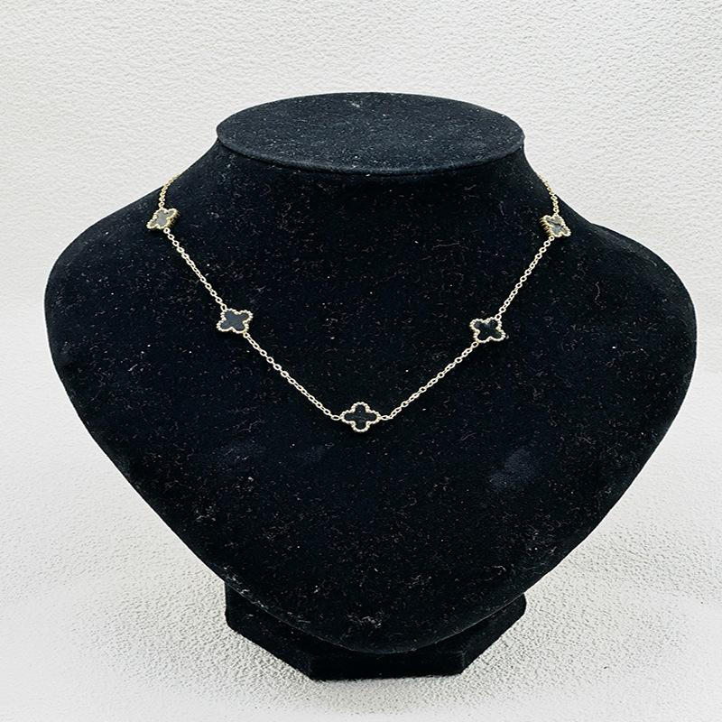 New 13mm Four-leaf Clover Five-flower Necklace Does Not Fade High Version 11mm Titanium Steel Clavicle Chain Jewelry 11mm чёрный
New 13mm Four-leaf Clover Five-flower Necklace Does Not Fade High Version 11mm Titanium Steel Clavicle Chain Jewelry 11mm чёрный