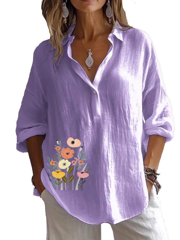Plus Size Women Lapel Neck Cotton Linen 3/4 Sleeve Shirt Spring&Autumn Casual Floral Print Blouses 3XL фіолетовий
Plus Size Women Lapel Neck Cotton Linen 3/4 Sleeve Shirt Spring&Autumn Casual Floral Print Blouses 3XL фіолетовий