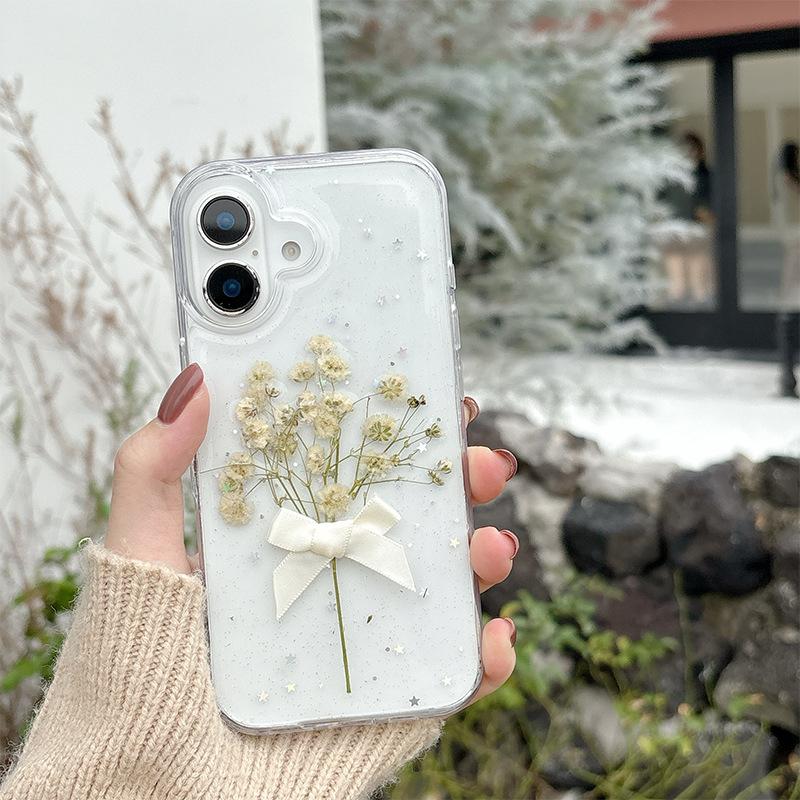 Bow tie glitter sequined flower mobile phone case for Iphone16Pro real flower Apple 17 transparent 15 small fresh iPhone 17Promax
Bow tie glitter sequined flower mobile phone case for Iphone16Pro real flower Apple 17 transparent 15 small fresh iPhone 17Promax