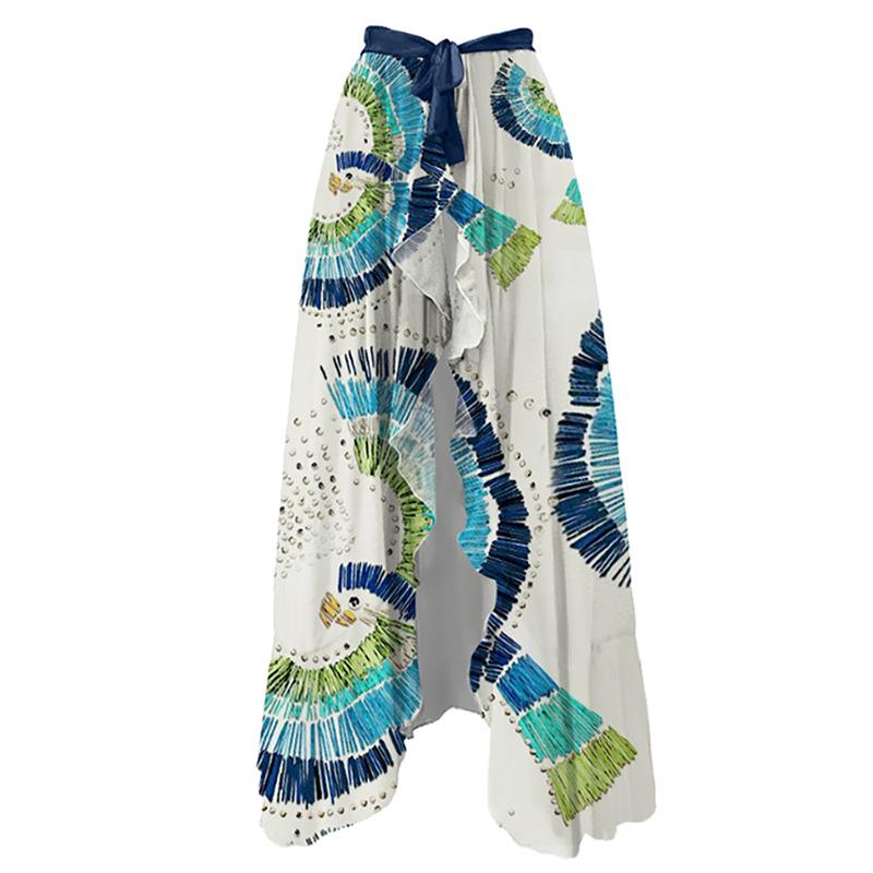 Зарубежная повседневная миди-юбка с принтом и завязками для женщин - отпускной стиль Extra Large белый
Зарубежная повседневная миди-юбка с принтом и завязками для женщин - отпускной стиль Extra Large белый