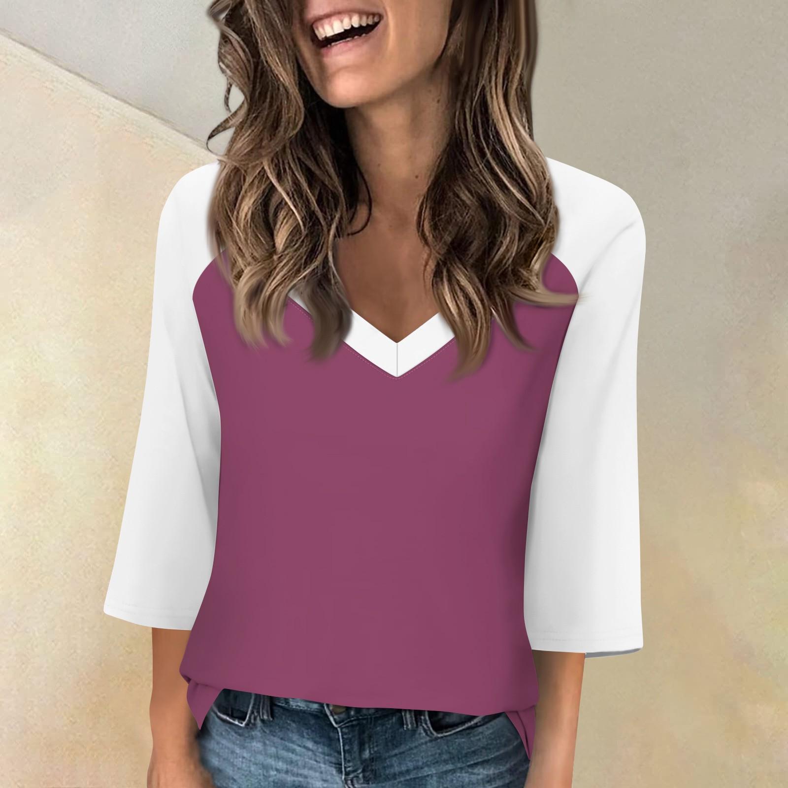 Жіночі топи з V-подібним вирізом і рукавами 3/4, повсякденні футболки, базові літні футболки, вільні осінні пуловери, туніки XL фіолетовий
Жіночі топи з V-подібним вирізом і рукавами 3/4, повсякденні футболки, базові літні футболки, вільні осінні пуловери, туніки XL фіолетовий