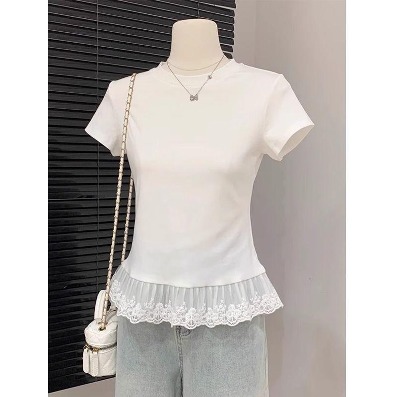 Women s White Lace Patchwork Short Sleeve T-shirt: Gentle and Slimming Spring Style M белый
Women s White Lace Patchwork Short Sleeve T-shirt: Gentle and Slimming Spring Style M белый