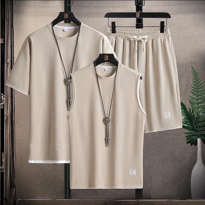 Waffle Pattern 3 Piece Men Short Sleeve Shorts Set Harajuku Japan Fashion Loose Sweatsuits Summer Tracksuit Men Fashion Clothing XXXL дубильна кора
Waffle Pattern 3 Piece Men Short Sleeve Shorts Set Harajuku Japan Fashion Loose Sweatsuits Summer Tracksuit Men Fashion Clothing XXXL дубильна кора