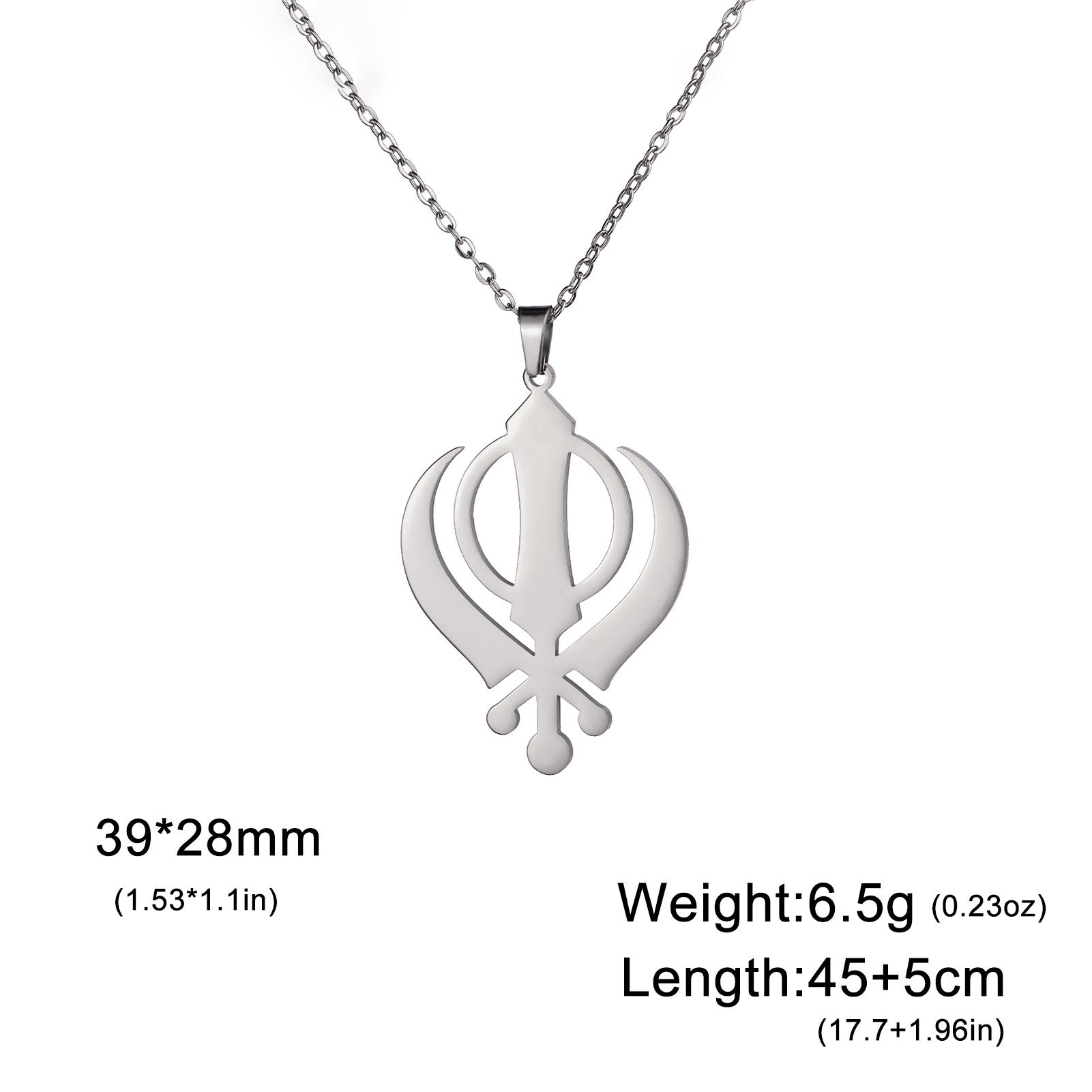 LIKGREAT Classic Sikhism Symbol Necklace Stainless Steel Sikh Khanda Necklaces Religious Protection Amulet Jewelry for Women Men
LIKGREAT Classic Sikhism Symbol Necklace Stainless Steel Sikh Khanda Necklaces Religious Protection Amulet Jewelry for Women Men