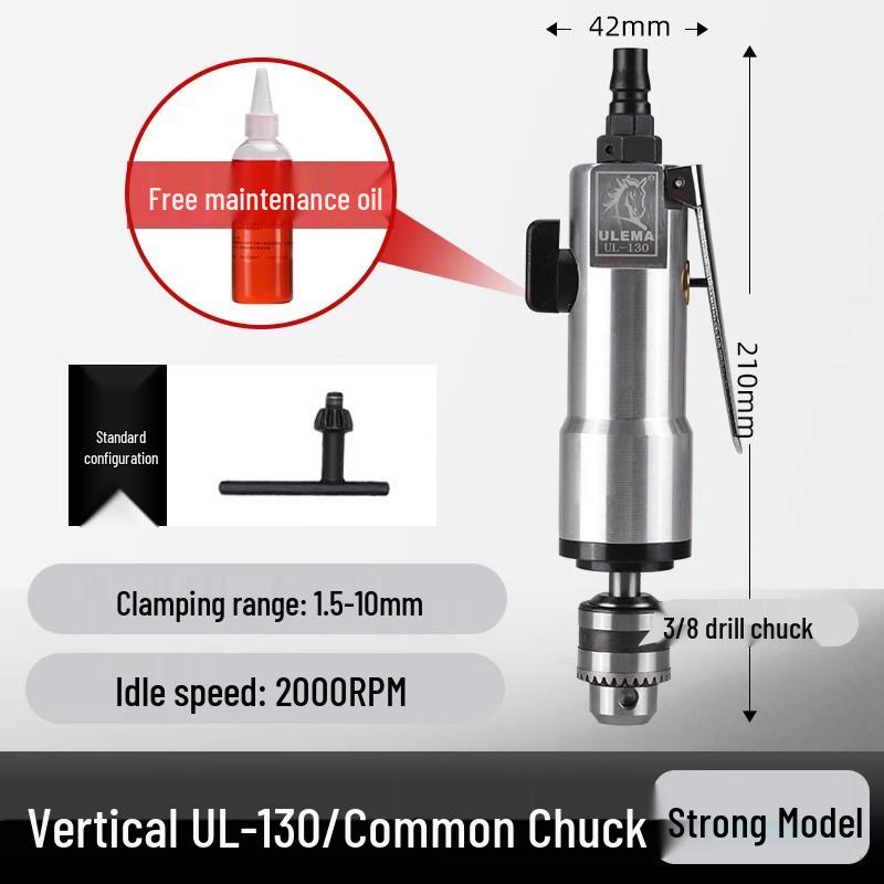 ULEMA 3/8 Pistol-Style Pneumatic Air Drill with Forward/Reverse Rotation
ULEMA 3/8 Pistol-Style Pneumatic Air Drill with Forward/Reverse Rotation