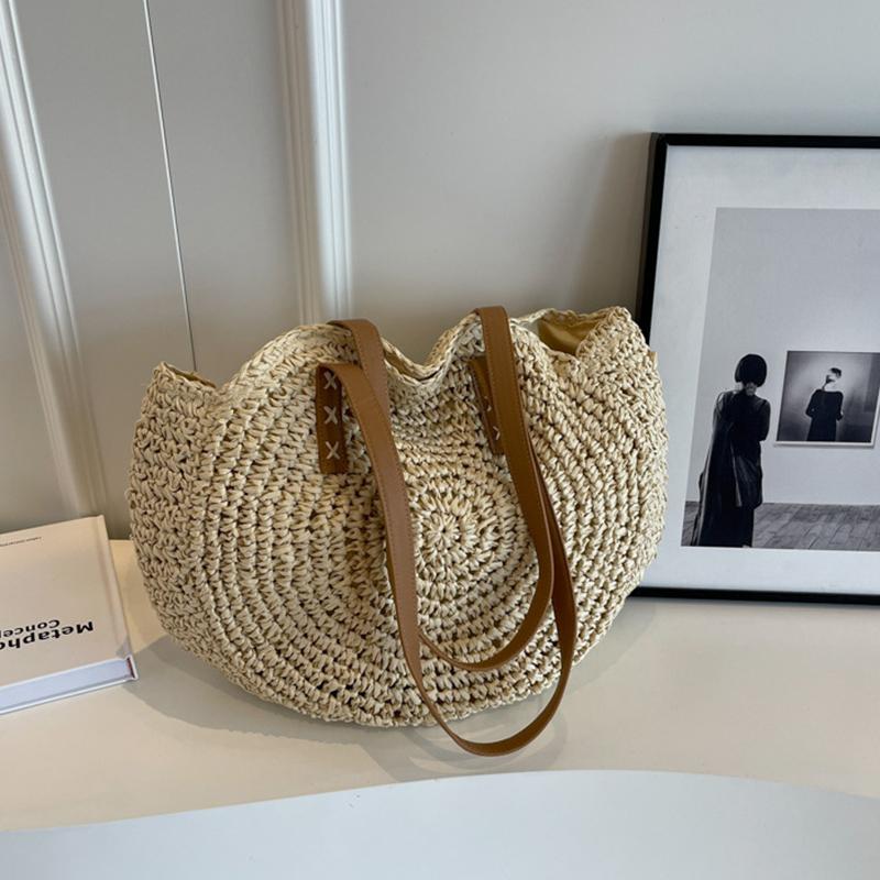 Пляжная ротанговая сумка, плетеная вручную соломенная сумка, летняя сумка в стиле бохо, дорожная женская плетеная сумка 40*42cm