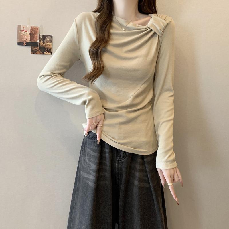 Однотонная футболка с диагональным вырезом, женское нижнее белье, осенне-зимняя приталенная плиссированная нишевая футболка с длинным рукавом, отполированный топ XL абрикосовый
Однотонная футболка с диагональным вырезом, женское нижнее белье, осенне-зимняя приталенная плиссированная нишевая футболка с длинным рукавом, отполированный топ XL абрикосовый