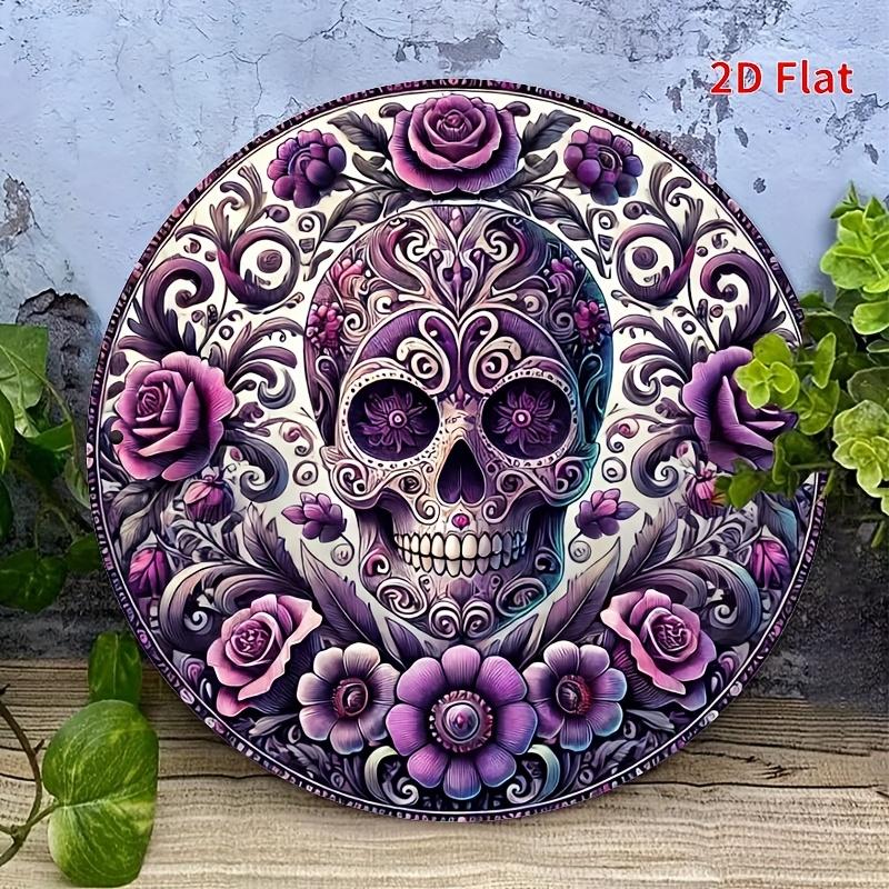 Vintage Gothic Purple Sugar Skull Floral Wreath Round Metal Tin Sign Retro Day of the Dead Wall Decor Art Plaque 20x20cm(8x8inch)
Vintage Gothic Purple Sugar Skull Floral Wreath Round Metal Tin Sign Retro Day of the Dead Wall Decor Art Plaque 20x20cm(8x8inch)