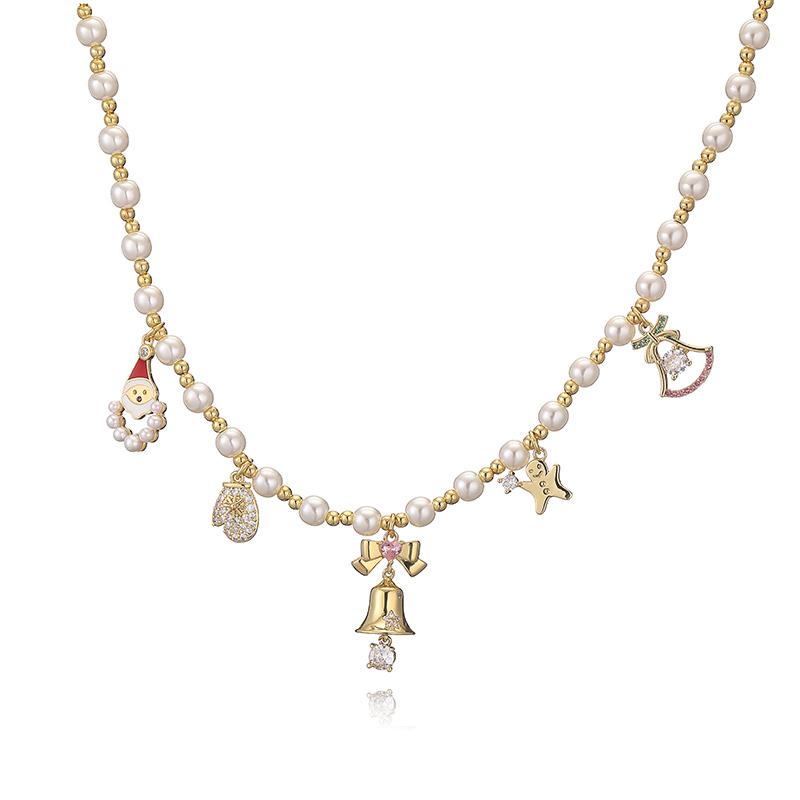 HECHENG,18K Gold-Plated Zirconia Christmas Tree Gingerbread Man Pendant Pearl Necklace Ladies Christmas Cute Sweet Jewellery Other
HECHENG,18K Gold-Plated Zirconia Christmas Tree Gingerbread Man Pendant Pearl Necklace Ladies Christmas Cute Sweet Jewellery Other