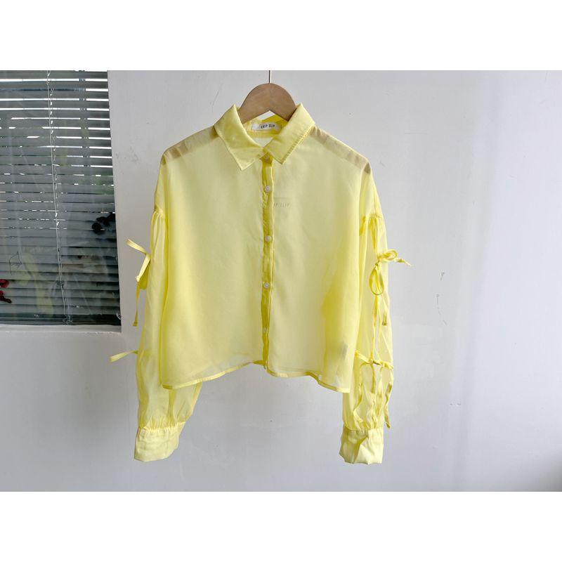 Building 5A-13 Slightly Transparent Bow Simple Temperament Loose Top Comfortable Casual All-matching Shirts Advanced Y25-3 Yellow M
Building 5A-13 Slightly Transparent Bow Simple Temperament Loose Top Comfortable Casual All-matching Shirts Advanced Y25-3 Yellow M