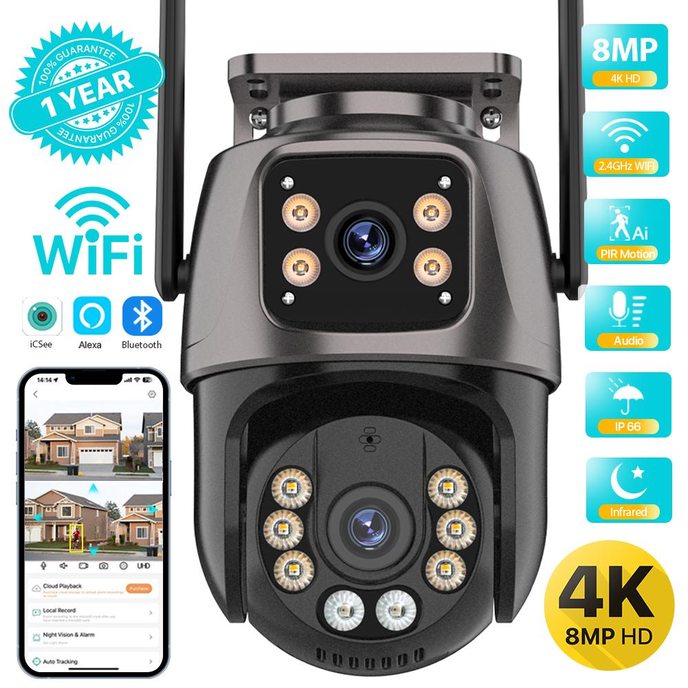 4K 8MP HD Wi-Fi PTZ-камера Зовнішня подвійна лінза Подвійний екран AI Автоматичне відстеження IP-камера Аудіо-відеоспостереження P2P iCSee 8MP Add 32G Card чорний
4K 8MP HD Wi-Fi PTZ-камера Зовнішня подвійна лінза Подвійний екран AI Автоматичне відстеження IP-камера Аудіо-відеоспостереження P2P iCSee 8MP Add 32G Card чорний