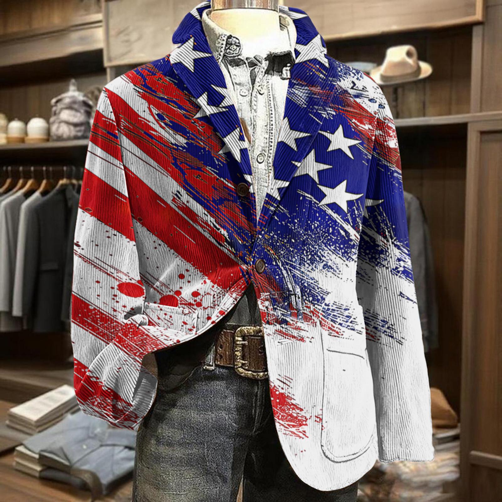 Men Corduroy Blazer Business Casual Suit Jacket with Star Stripe Print Notched Lapel Single Breasted Two Button Design XXXL винний
Men Corduroy Blazer Business Casual Suit Jacket with Star Stripe Print Notched Lapel Single Breasted Two Button Design XXXL винний