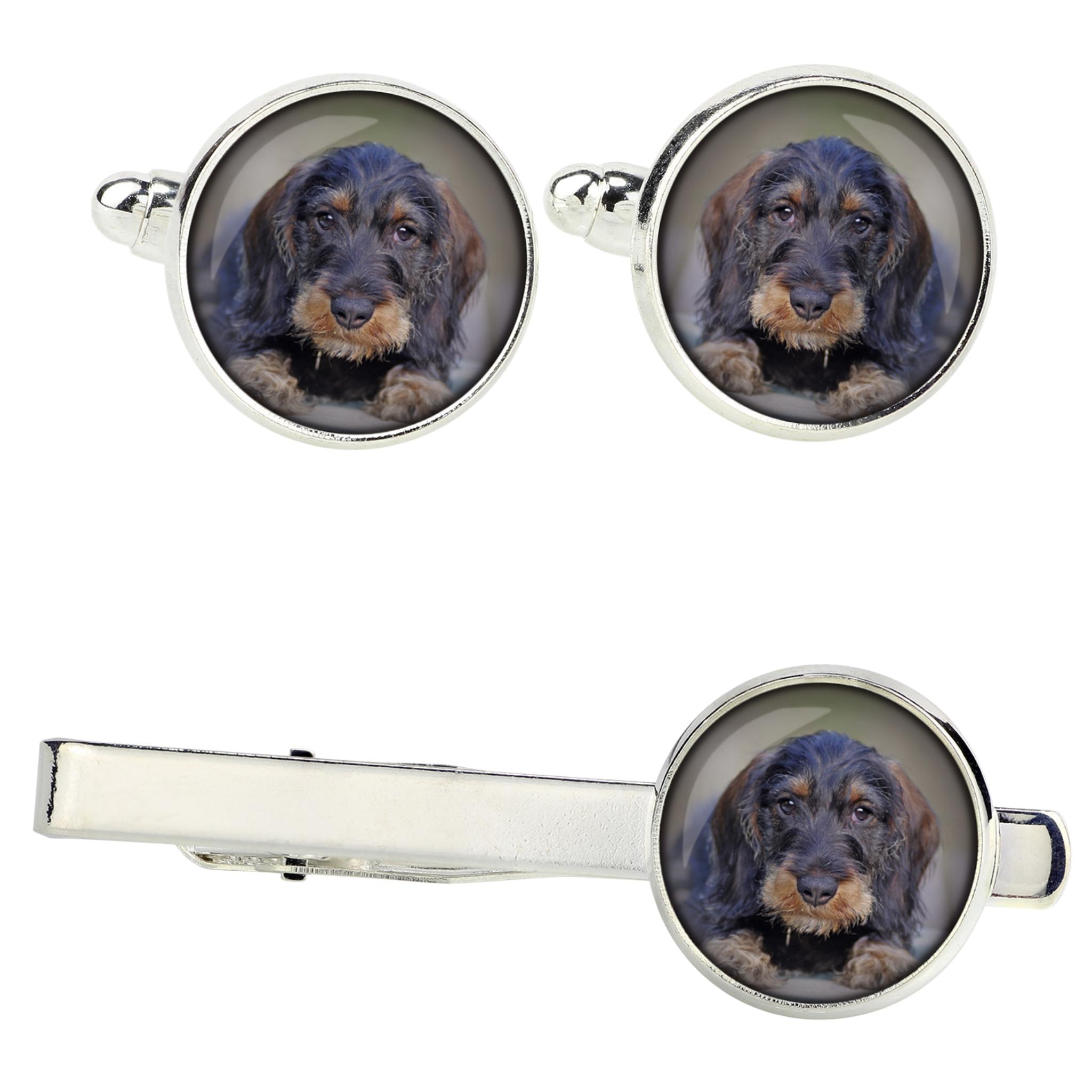 Dachshund Wire-haired, Wiener dog, Badger dog - cufflinks and tie with your photo, a suit decoration, men s jewelry from the Art-Dog brand. срібний
Dachshund Wire-haired, Wiener dog, Badger dog - cufflinks and tie with your photo, a suit decoration, men s jewelry from the Art-Dog brand. срібний