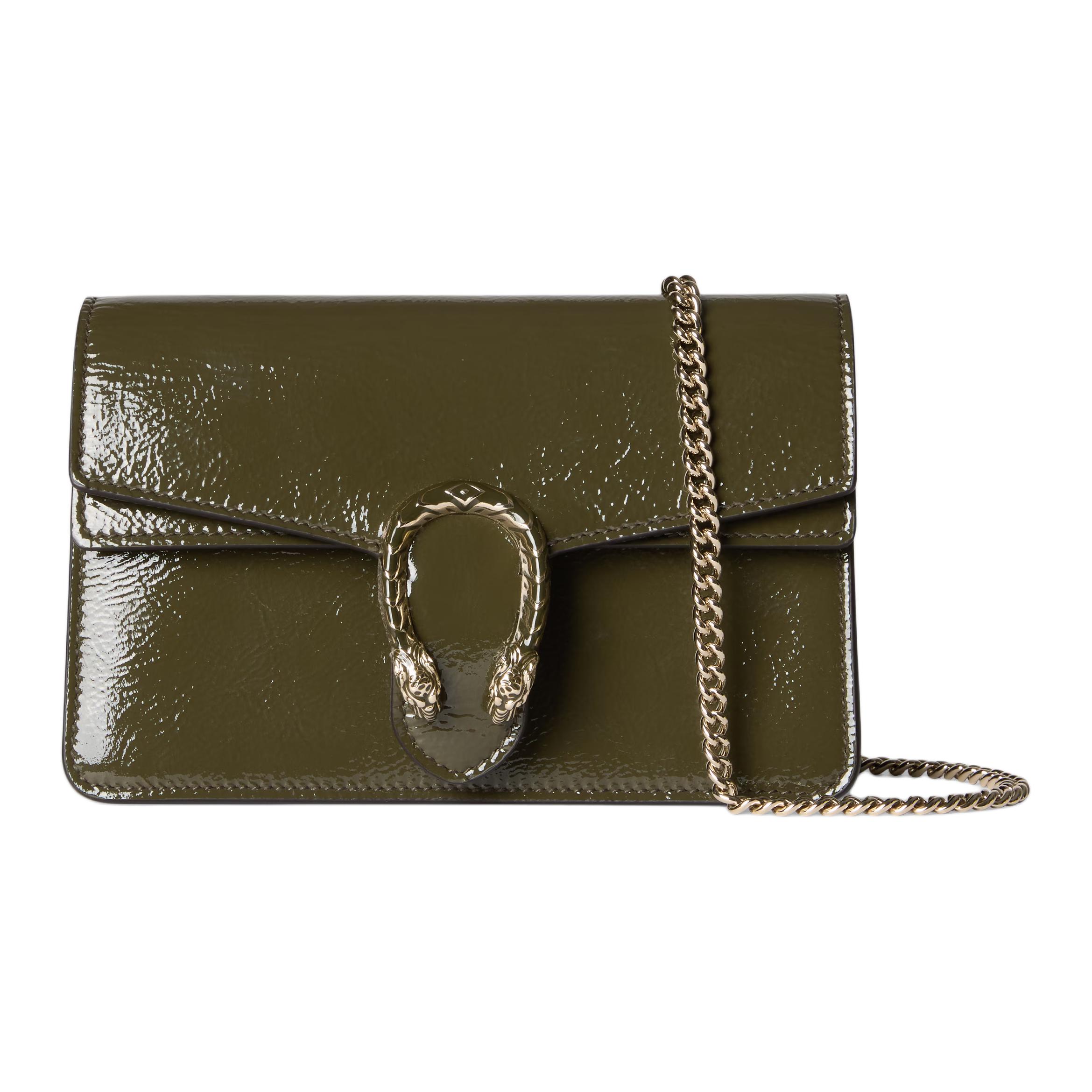 Gucci Dionysus Olive Green Patent Leather Mini Chain Crossbody Bag With Tiger Head Hardware For Women Luxury Daily Use Shopping Bag Set(Basic Set+Shopping Bag)
Gucci Dionysus Olive Green Patent Leather Mini Chain Crossbody Bag With Tiger Head Hardware For Women Luxury Daily Use Shopping Bag Set(Basic Set+Shopping Bag)