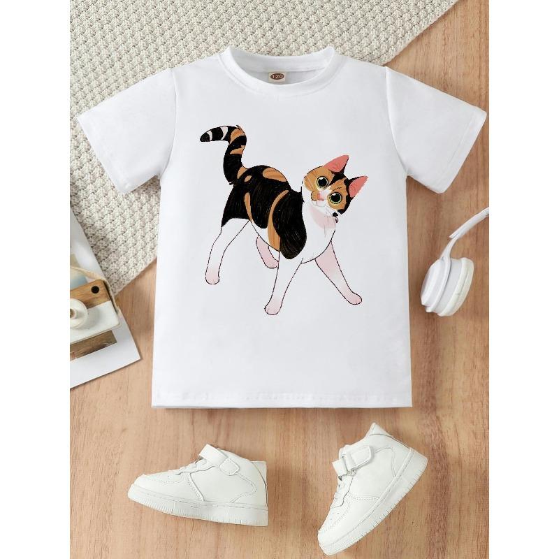 European sizes Charming Calico Cat Design on a Short-Sleeve Crew Neck T-Shirt for Girls, Offered in Black And White 164cm білий
European sizes Charming Calico Cat Design on a Short-Sleeve Crew Neck T-Shirt for Girls, Offered in Black And White 164cm білий