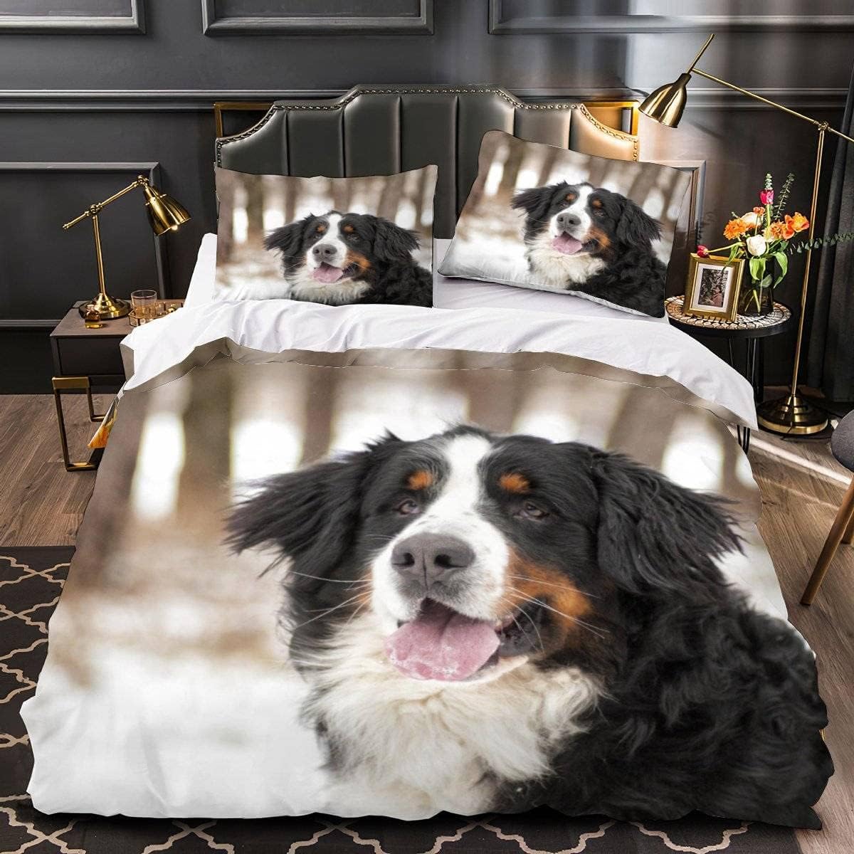 Bernese Mountain Dog Duvet Cover Twin Cute Pet Dog Bedding Set For Boys Girls Microfiber Lovely Animal Comforter Cover 2/3 Piece AU Queen(210*210cm)3pcs
Bernese Mountain Dog Duvet Cover Twin Cute Pet Dog Bedding Set For Boys Girls Microfiber Lovely Animal Comforter Cover 2/3 Piece AU Queen(210*210cm)3pcs