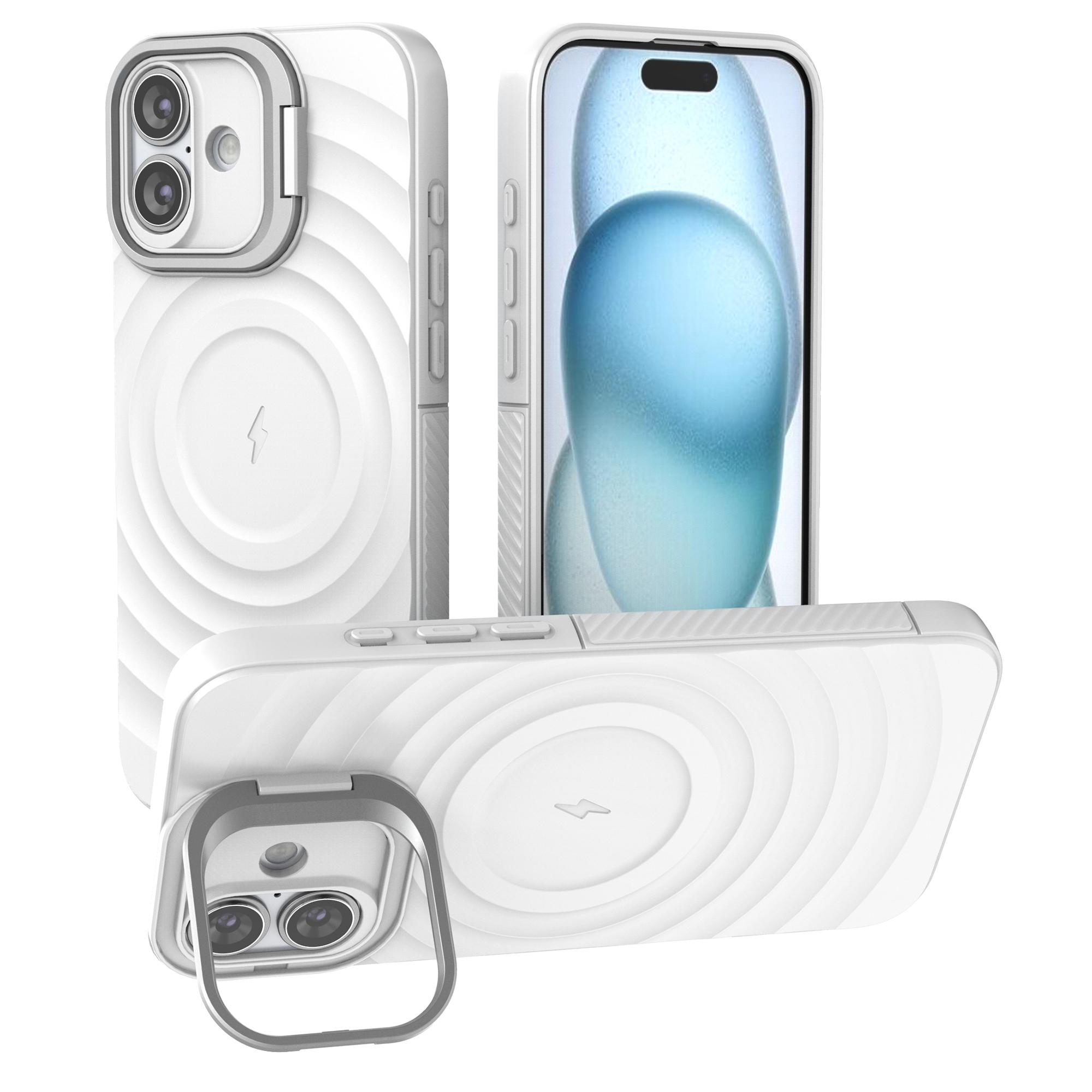 For iPhone 16 Plus Magnetic Case PC Kickstand Ripple Texture TPU Phone Cover White
For iPhone 16 Plus Magnetic Case PC Kickstand Ripple Texture TPU Phone Cover White
