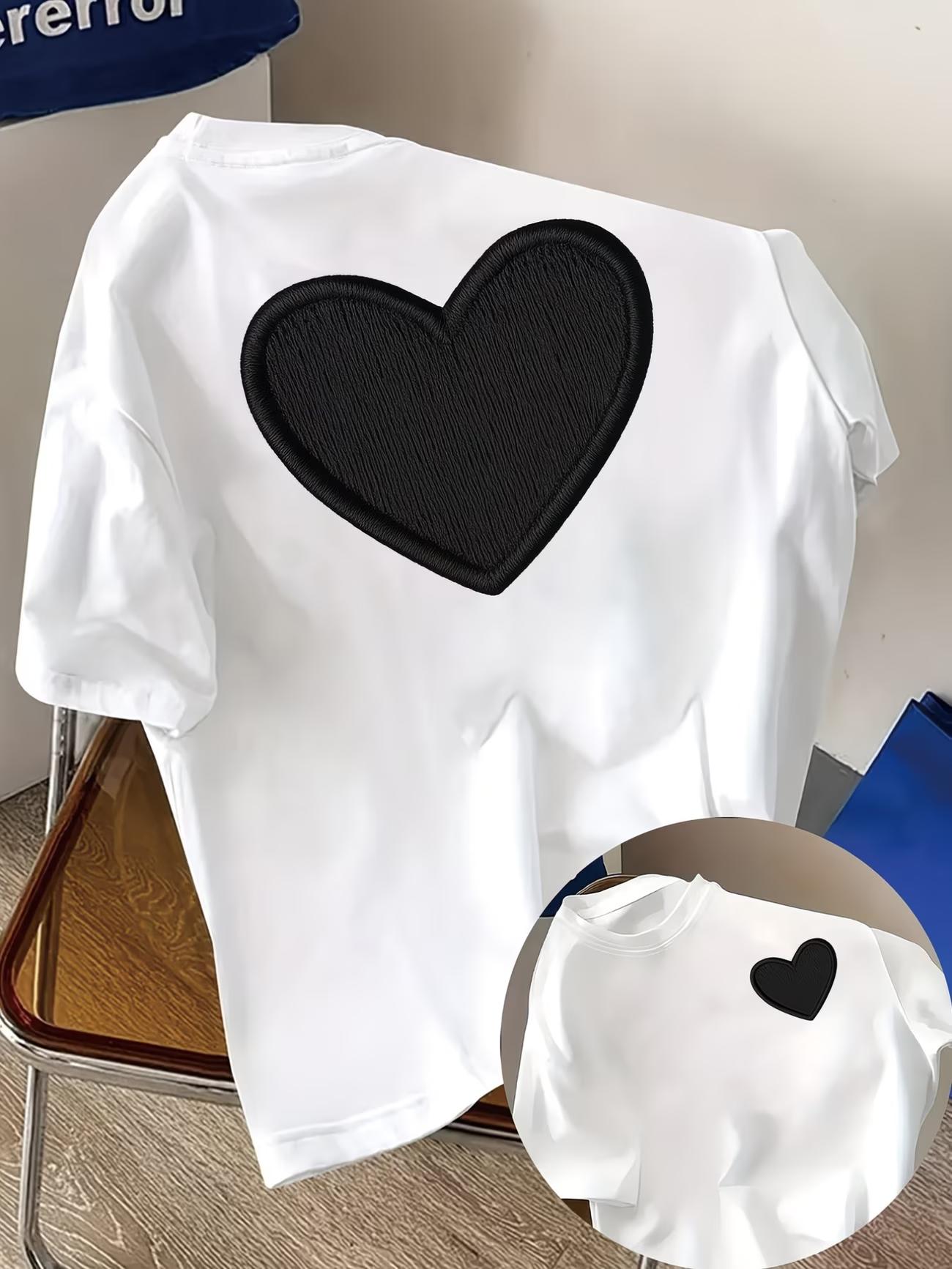 Heart Embroidered Heart Print Tshirt Short Sleeve Crew Neck Casual Top for Summer Spring Womens Clothing 4XL
Heart Embroidered Heart Print Tshirt Short Sleeve Crew Neck Casual Top for Summer Spring Womens Clothing 4XL