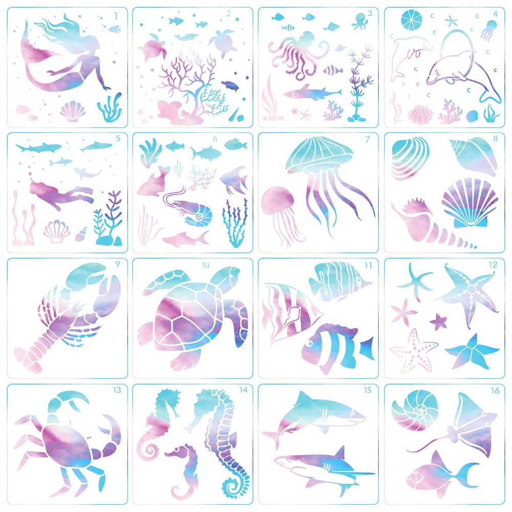 Seahorse Ocean Animal Templates Painting On Wood Wall Fabric Scrapbooking Sea Creatures Stencils 16PCS
Seahorse Ocean Animal Templates Painting On Wood Wall Fabric Scrapbooking Sea Creatures Stencils 16PCS