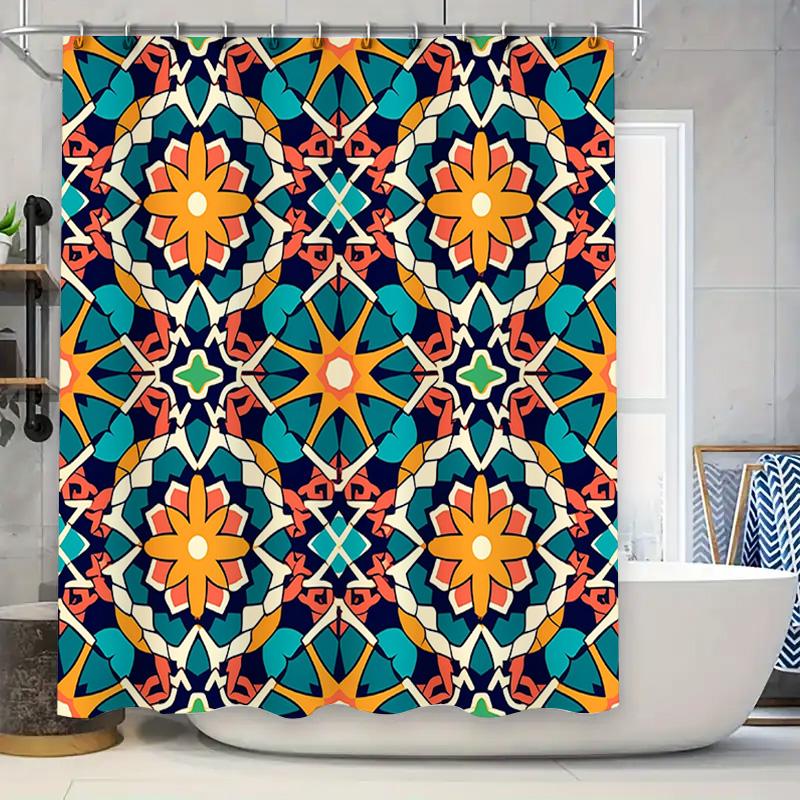 Vibrant Mandala Shower Curtain Waterproof Polyester Fabric With Orange, Blue Teal Flowers Perfect For Bathrooms! W60H190(CM)-1 Pcs
Vibrant Mandala Shower Curtain Waterproof Polyester Fabric With Orange, Blue Teal Flowers Perfect For Bathrooms! W60H190(CM)-1 Pcs