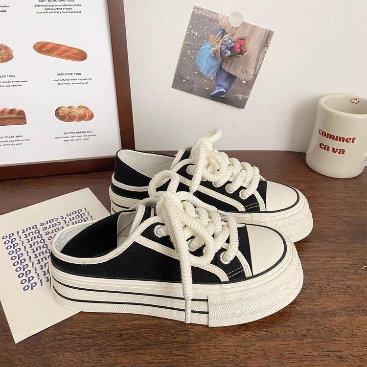 High-value two-wearing canvas shoes for women s 2025 spring and summer new thick-soled niche one-pedal casual little white shoes show small feet 40
High-value two-wearing canvas shoes for women s 2025 spring and summer new thick-soled niche one-pedal casual little white shoes show small feet 40