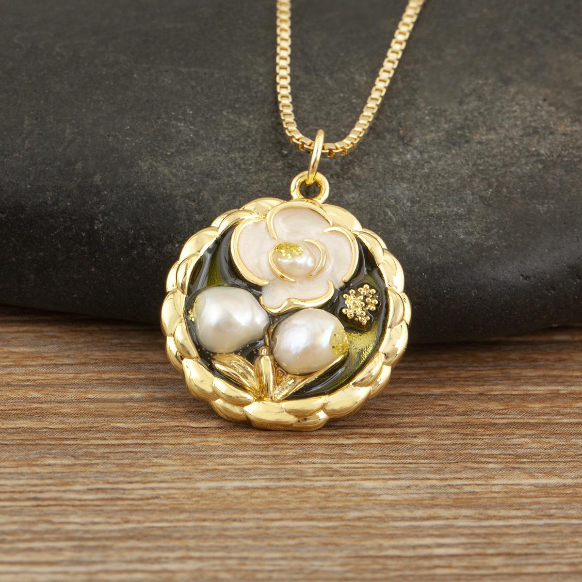 Nidin Hot Sale Enamel Flower Pearl Pendant Necklace Vintage Heart & Round Charm Choker Copper Neck For Women Fine Jewelry Gifts
Nidin Hot Sale Enamel Flower Pearl Pendant Necklace Vintage Heart & Round Charm Choker Copper Neck For Women Fine Jewelry Gifts