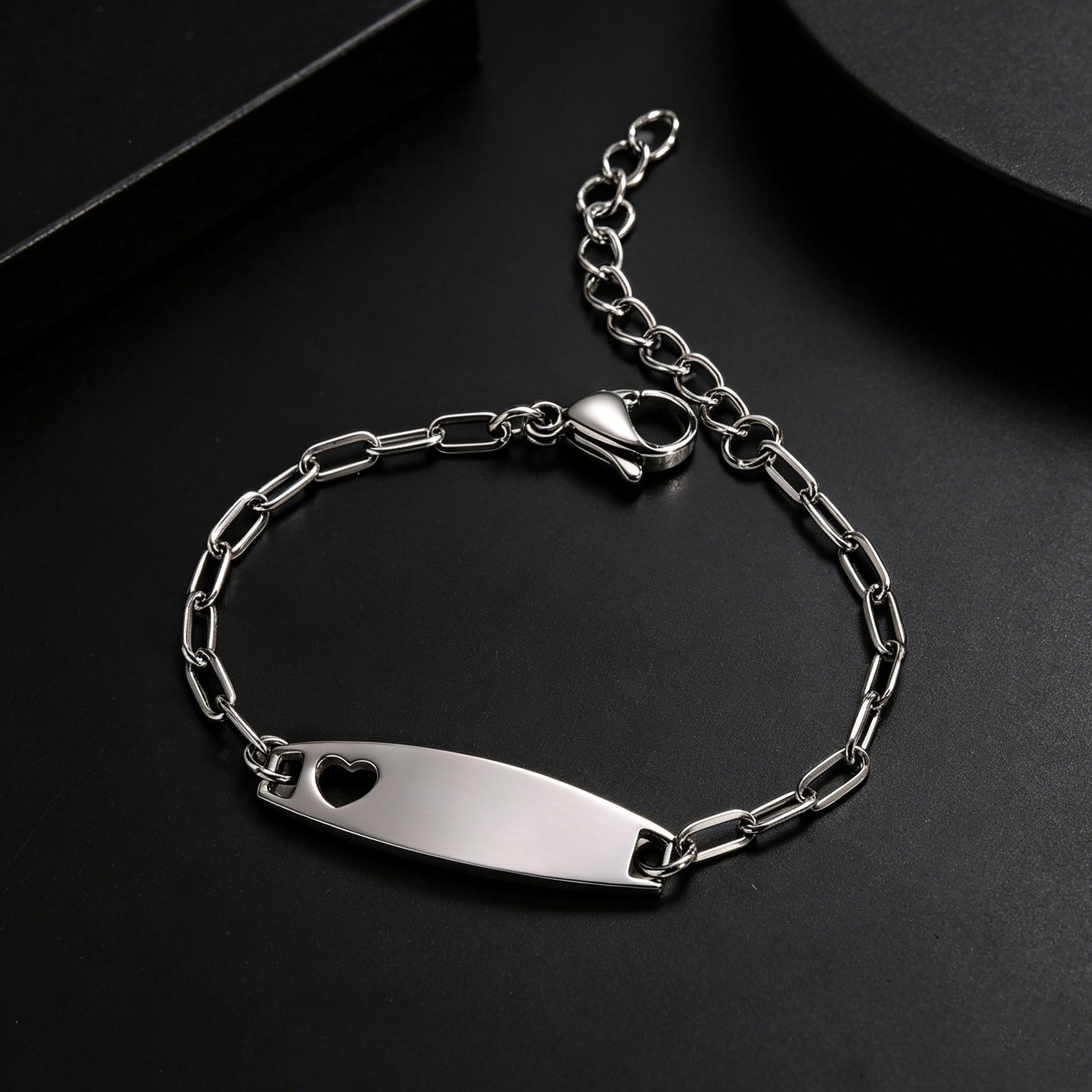 Atoztide Engrave Name Date Bracelet Stainless Steel Hollow Heart Jewelry For Kids Adjustable Paperclip Chain Personalized Gift No engrave&12plus4cm
Atoztide Engrave Name Date Bracelet Stainless Steel Hollow Heart Jewelry For Kids Adjustable Paperclip Chain Personalized Gift No engrave&12plus4cm