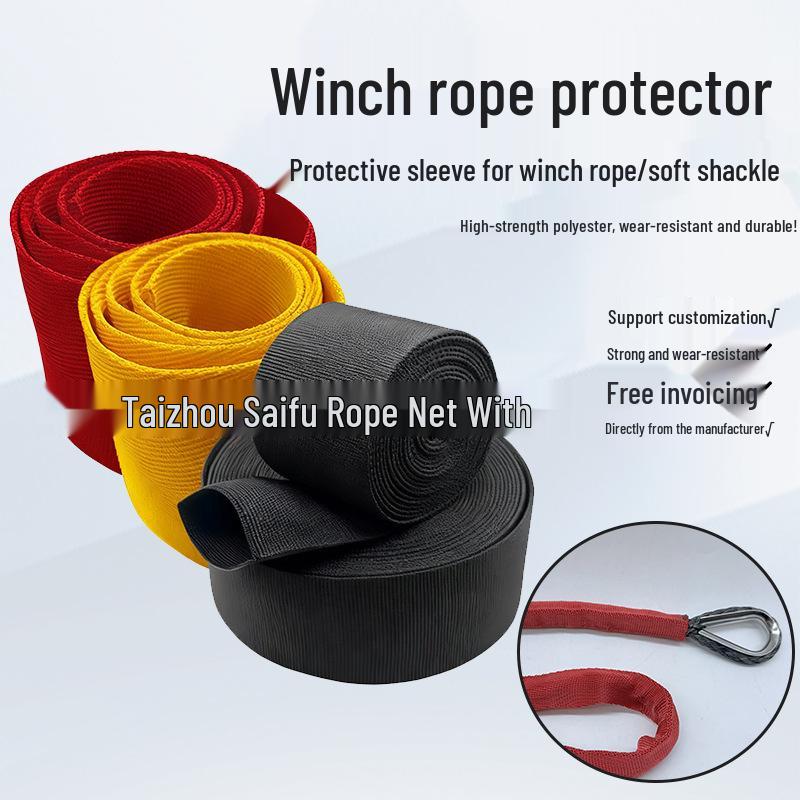 Off-road Winch Protective Sleeve: Wear-resistant Polyester Cover for Tow Rope & Shackle in Black, Red, Yellow.
Off-road Winch Protective Sleeve: Wear-resistant Polyester Cover for Tow Rope & Shackle in Black, Red, Yellow.