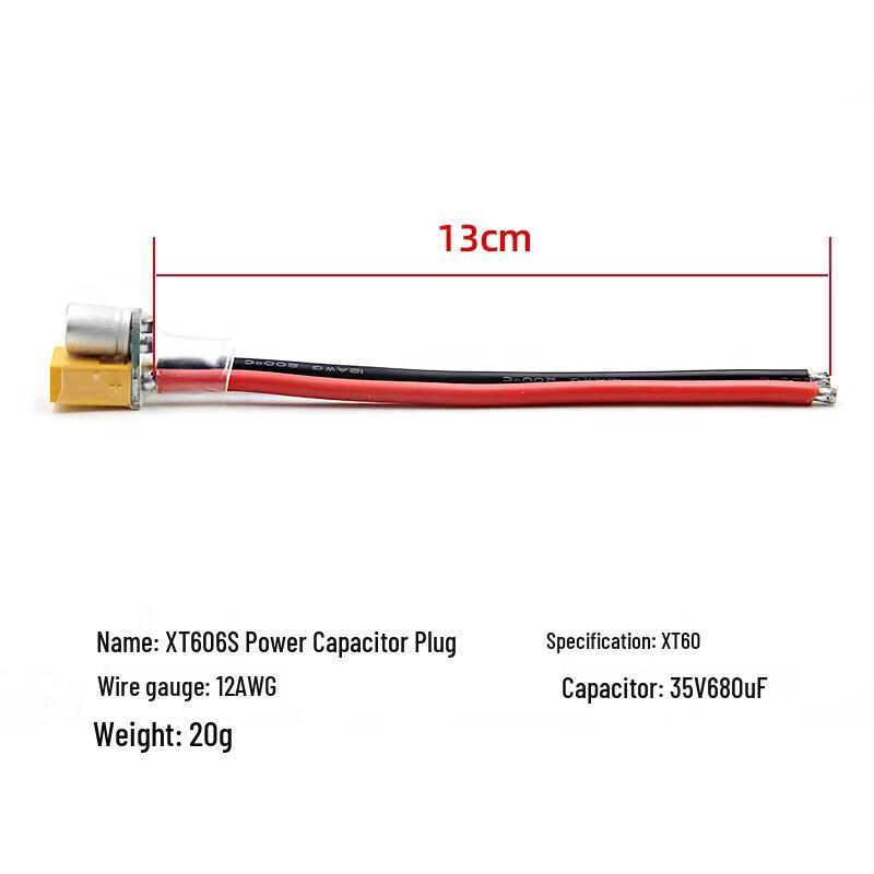 HOTA FPV Drone 6S Power Cable with XT60 Solid Capacitor Plug
HOTA FPV Drone 6S Power Cable with XT60 Solid Capacitor Plug