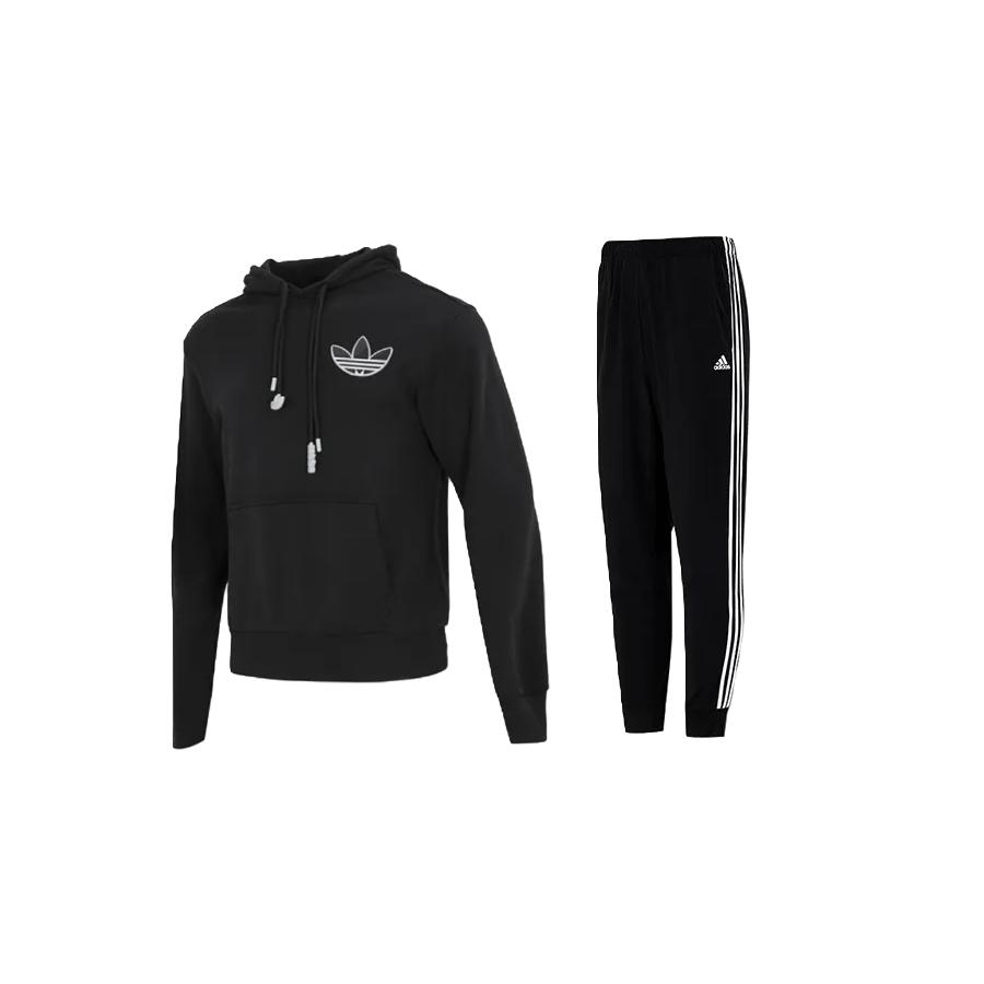 Adidas Logo Hooded Long Sleeve Pullover Striped Mid Waist Pants Casual Sports Set Men sets Black HS1998+H46105 L
Adidas Logo Hooded Long Sleeve Pullover Striped Mid Waist Pants Casual Sports Set Men sets Black HS1998+H46105 L