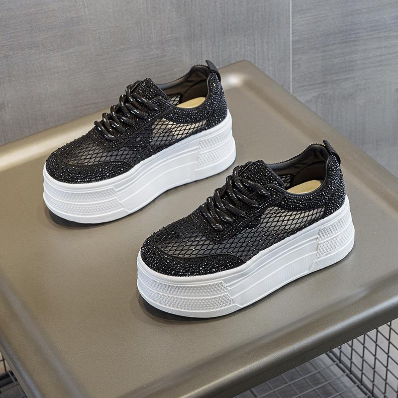 7cm Women s Casual Shoes Soft Bottom Thick Heel Inner Heightening Breathable Mesh Upper Diamond Decorated Flat Footwear 39 чёрный
7cm Women s Casual Shoes Soft Bottom Thick Heel Inner Heightening Breathable Mesh Upper Diamond Decorated Flat Footwear 39 чёрный