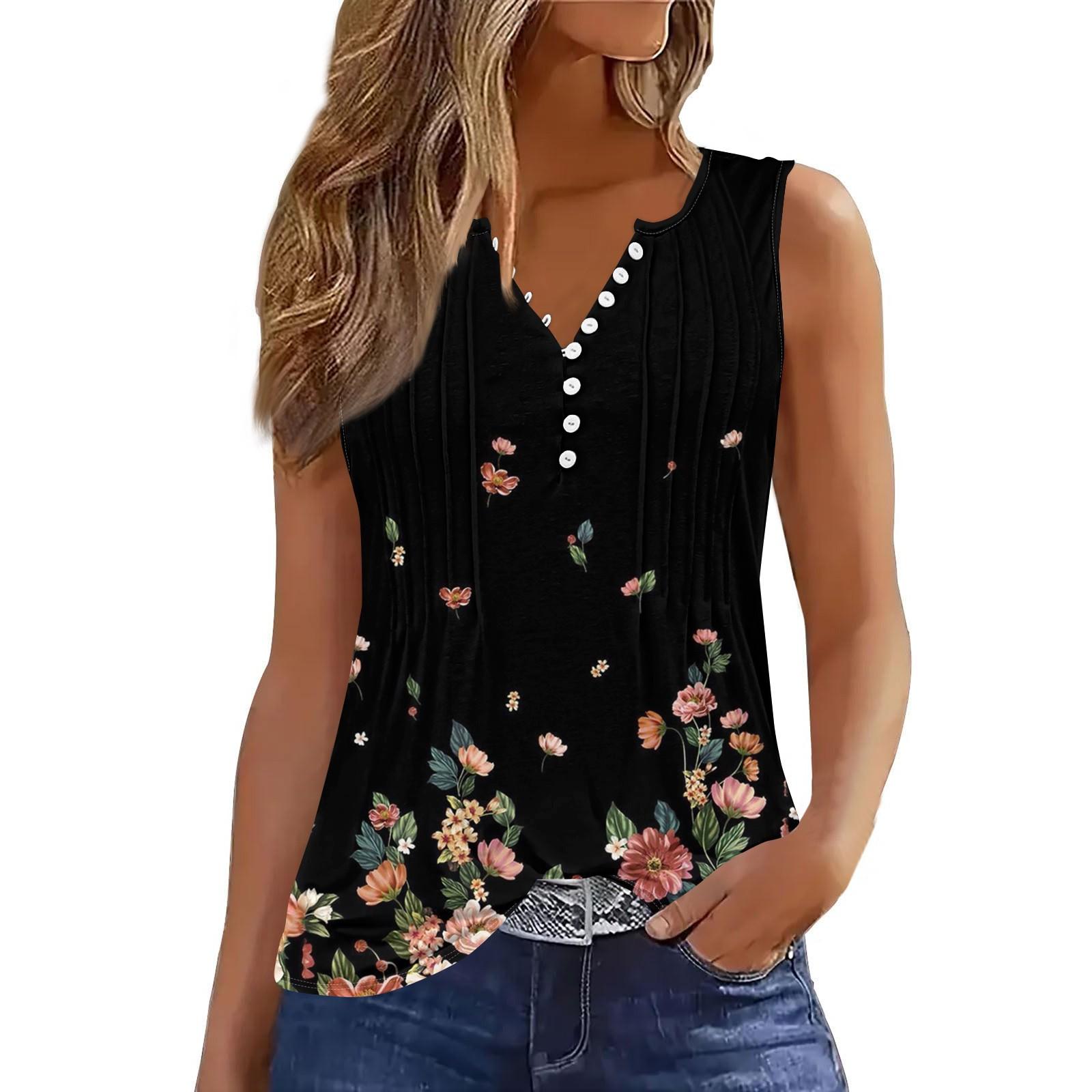 Женская повседневная свободная плиссированная рубашка с цветами и растениями, футболка с V-образным вырезом и застежкой на пуговицы, безрукавка, топ XXXL чёрный
Женская повседневная свободная плиссированная рубашка с цветами и растениями, футболка с V-образным вырезом и застежкой на пуговицы, безрукавка, топ XXXL чёрный
