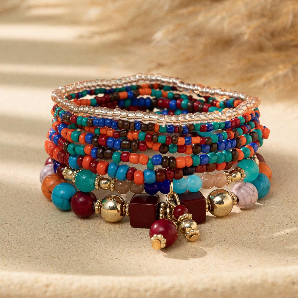 Ethnic Multilayer Colorful Beads Bracelet Set for Women Wholesale 8Pcs Bohemian Elastic Acrylic Bangle Bracelet Beach Zircon
Ethnic Multilayer Colorful Beads Bracelet Set for Women Wholesale 8Pcs Bohemian Elastic Acrylic Bangle Bracelet Beach Zircon