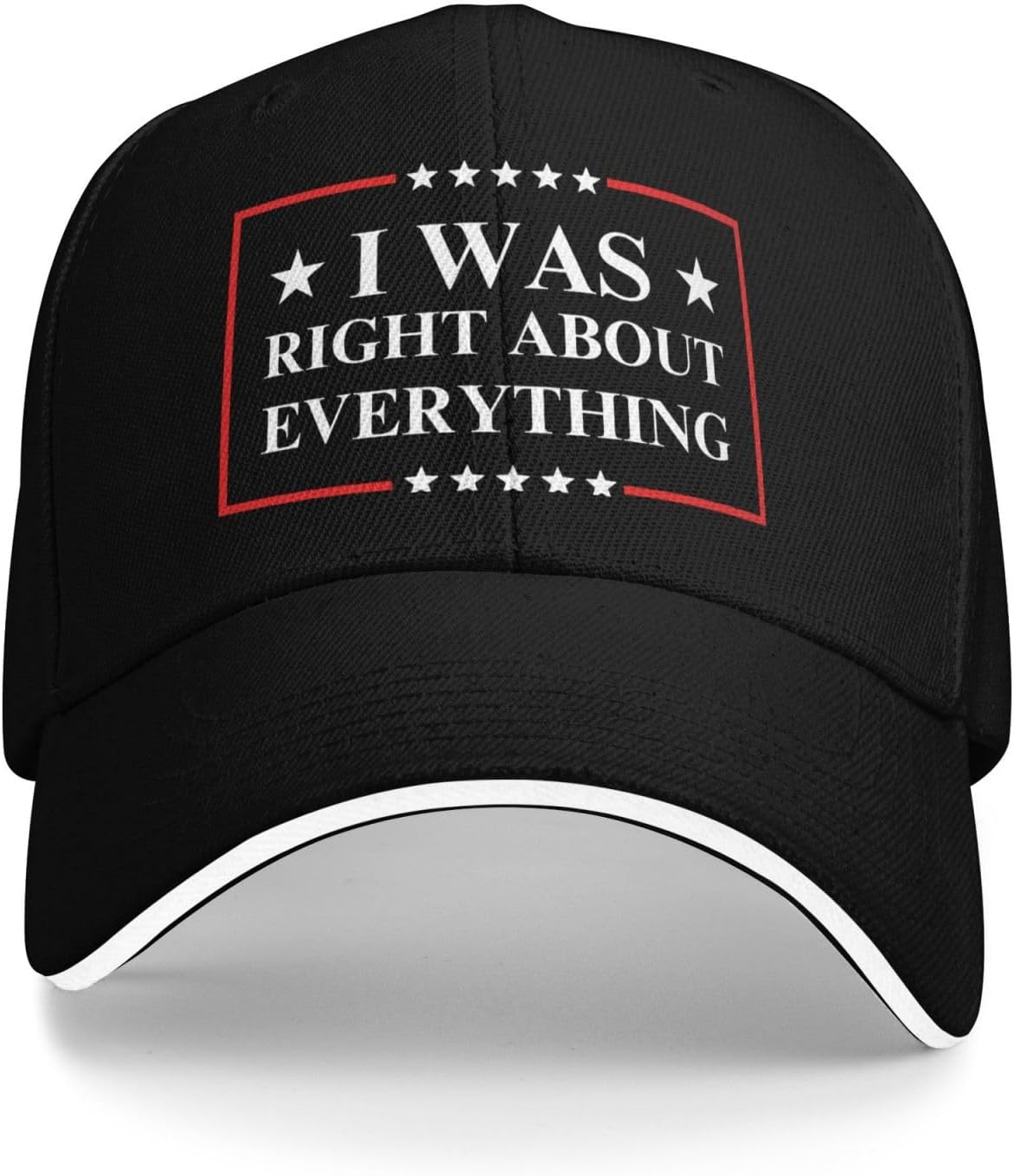 I Was Right About Everything Baseball Cap Funny Political Statement Adjustable Polyester Hat One Size
I Was Right About Everything Baseball Cap Funny Political Statement Adjustable Polyester Hat One Size