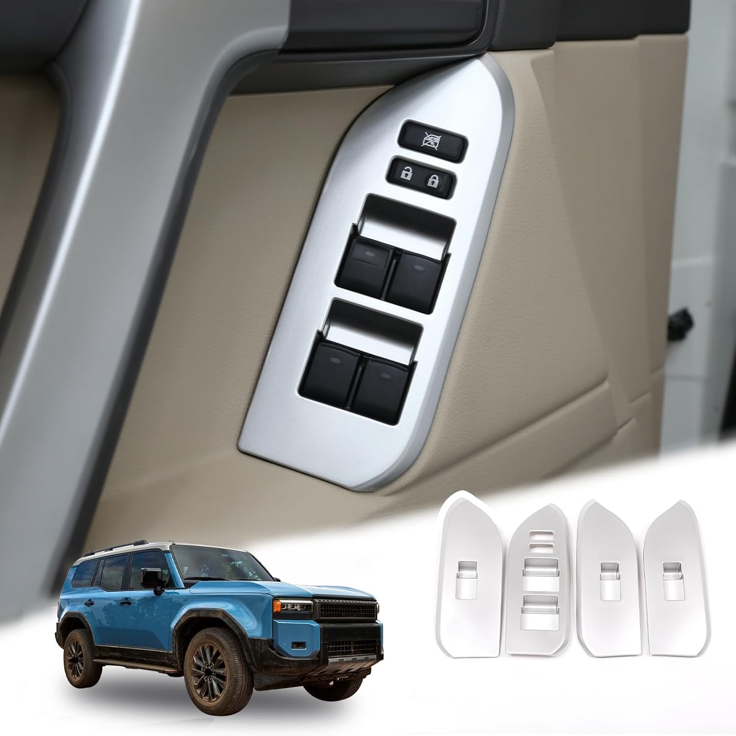 LLKUANG Рамка кнопки перемикача склопідйомника сумісна з Toyota Land Cruiser Prado FJ150 LC150 150 2010-2018, Автомобільний склопідйомник дверного вікна срібний
LLKUANG Рамка кнопки перемикача склопідйомника сумісна з Toyota Land Cruiser Prado FJ150 LC150 150 2010-2018, Автомобільний склопідйомник дверного вікна срібний