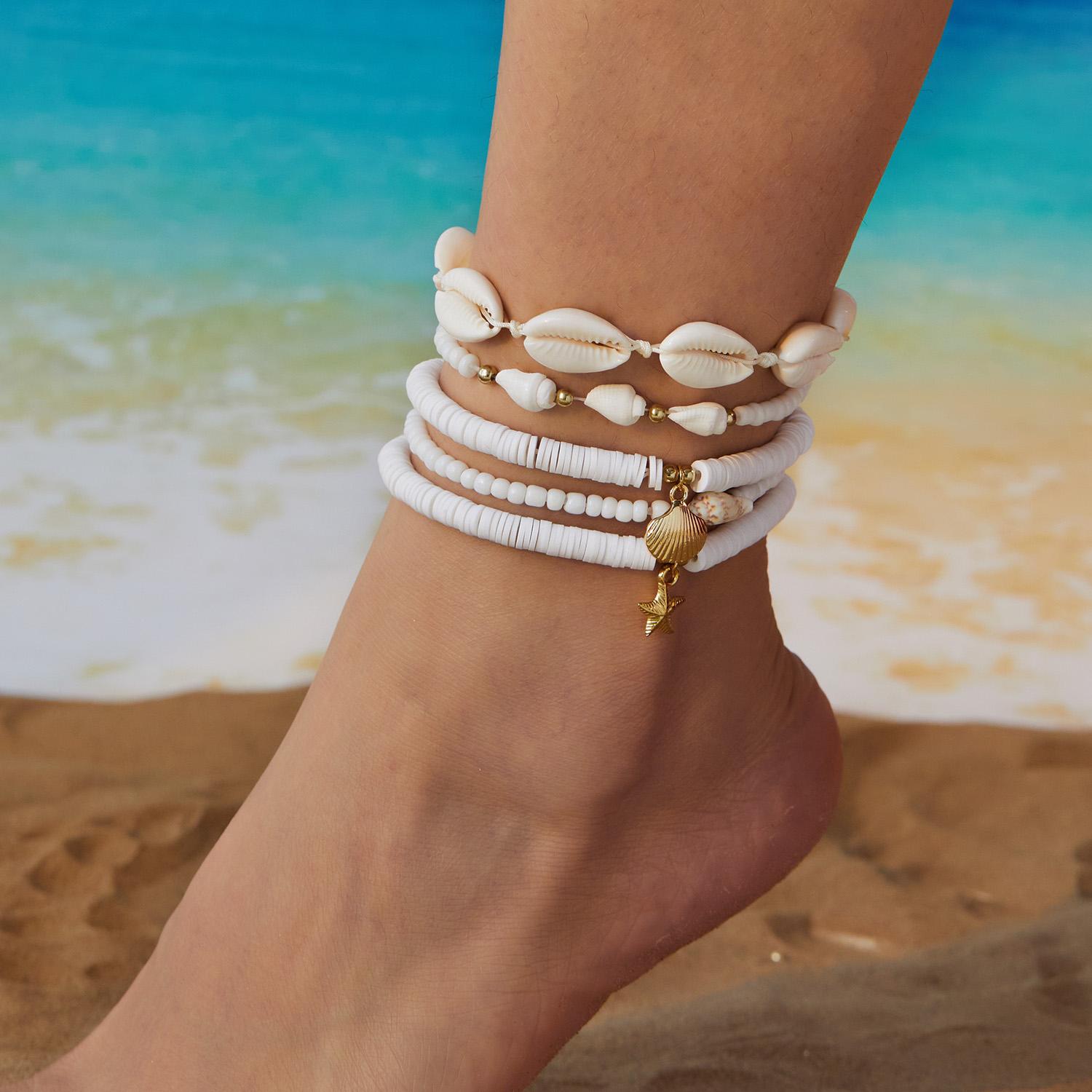 Bohemia Multilayer Rice Beads Anklet Set For Women Starfish Conch Shell Turtle Pendant Anklets Beach Ankle Chain On Leg Zircon
Bohemia Multilayer Rice Beads Anklet Set For Women Starfish Conch Shell Turtle Pendant Anklets Beach Ankle Chain On Leg Zircon
