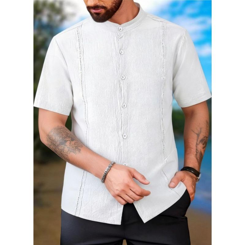 Mens White Stand Collar Short Sleeve Casual Shirt with Stitching Detail S белый
Mens White Stand Collar Short Sleeve Casual Shirt with Stitching Detail S белый