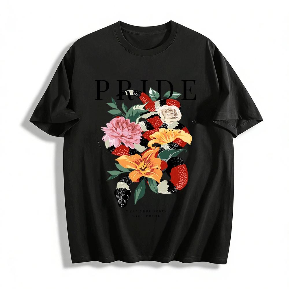 Snake & Floral Print PRIDE Theme Casual Statement Top Pure cotton T-shirt XXS
Snake & Floral Print PRIDE Theme Casual Statement Top Pure cotton T-shirt XXS