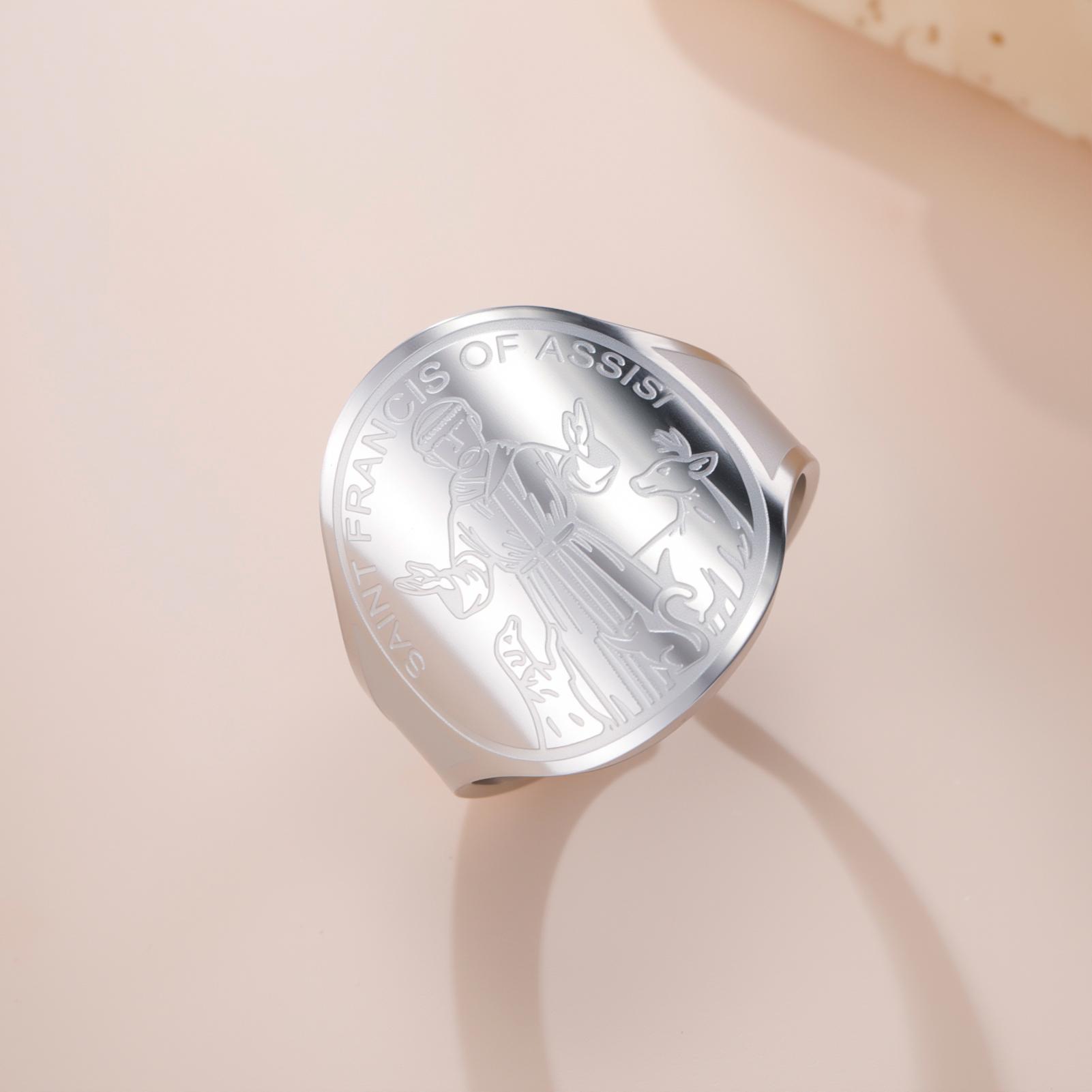 LIKGREAT St. Francis of Assisi Open Ring 20mm Wide Stainless Steel Statement Ring for Men Women Religious Amulet Jewelry resizable
LIKGREAT St. Francis of Assisi Open Ring 20mm Wide Stainless Steel Statement Ring for Men Women Religious Amulet Jewelry resizable