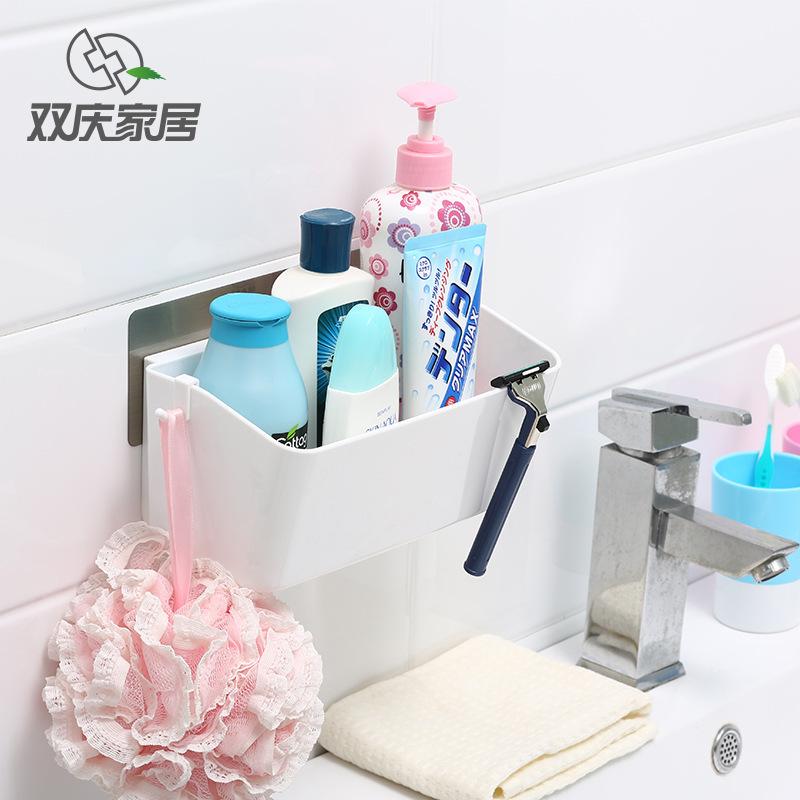 Shuangqing Patent No Trace Stickers Suction Rack Bathroom Toilet Suction Drain Cosmetics Storage