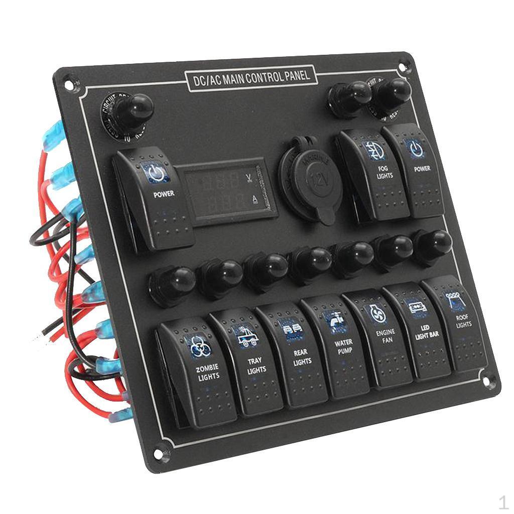 High Quality 10 Gang Boat Marine Rocker Switch Panel Digital Voltage Meter
High Quality 10 Gang Boat Marine Rocker Switch Panel Digital Voltage Meter
