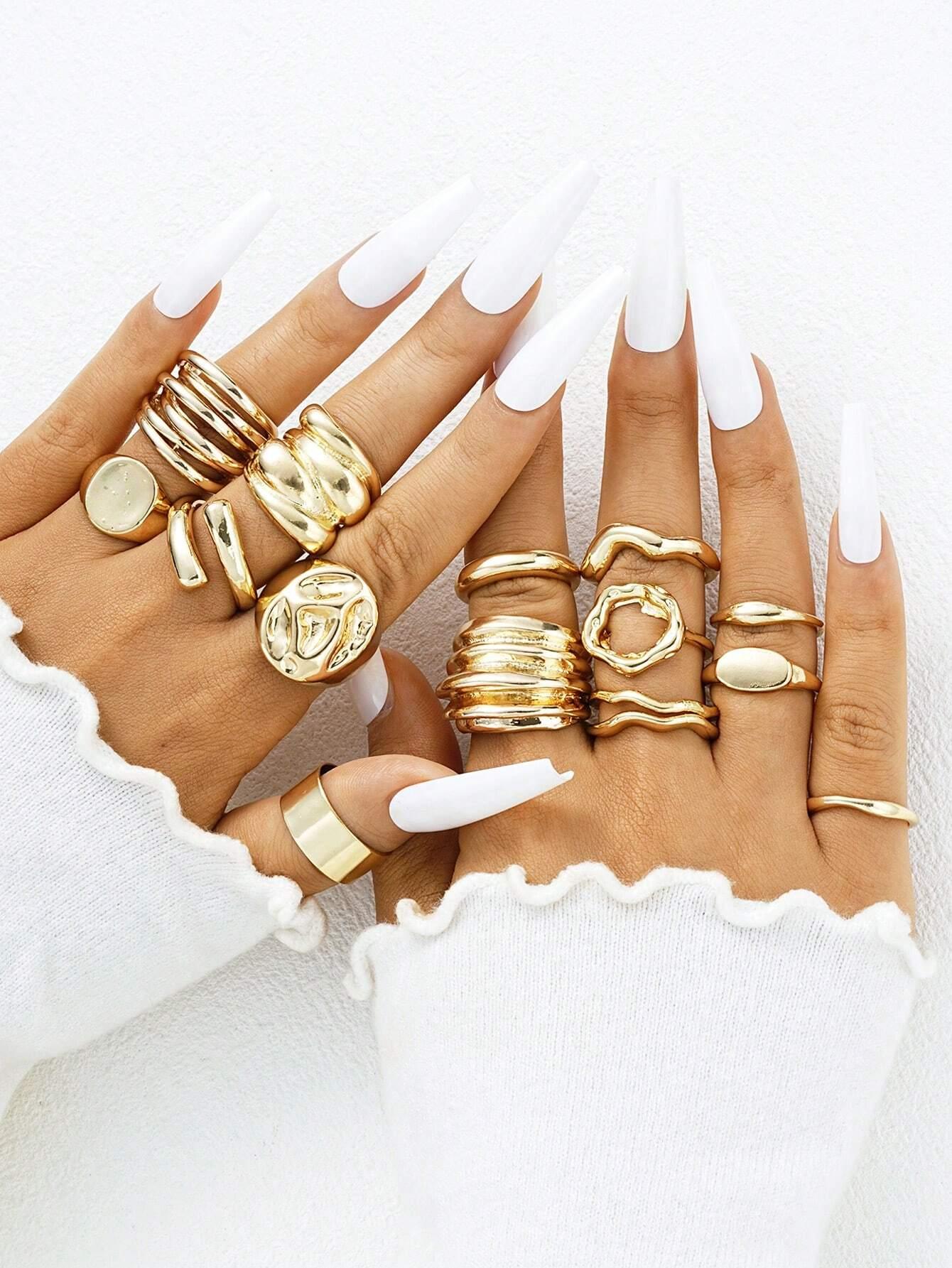 14pcs Asymmetrical Design Cocktail Rings Set For Women Vintage Smooth Chunky Geometric Irregular Finger Rings Daily Jewelry Gift
14pcs Asymmetrical Design Cocktail Rings Set For Women Vintage Smooth Chunky Geometric Irregular Finger Rings Daily Jewelry Gift
