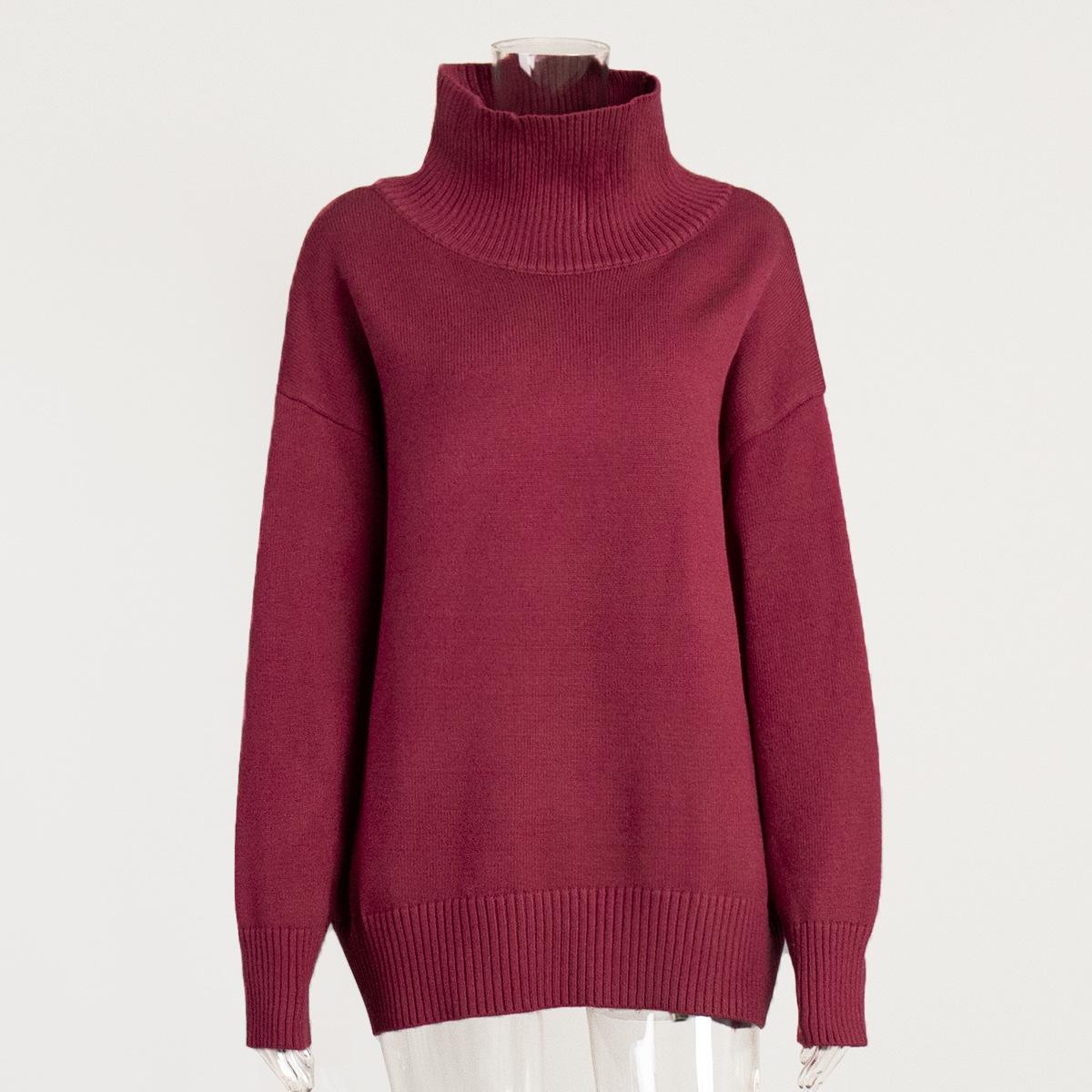 Женский осенне-зимний однотонный вязаный свитер с высоким воротом, свободный тонкий вязаный свитер L бордовый
Женский осенне-зимний однотонный вязаный свитер с высоким воротом, свободный тонкий вязаный свитер L бордовый