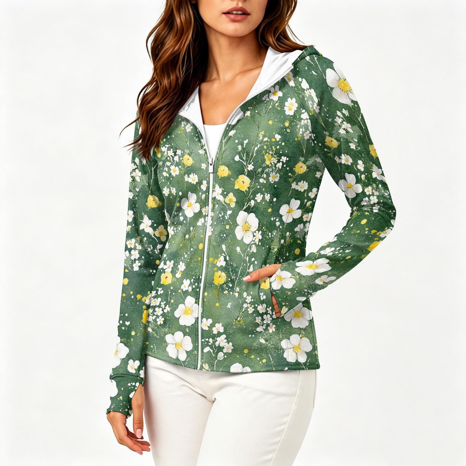 Women s Lightweight Hooded Sun Protection Jacket Full Zip Long Sleeve with Pockets Floral Print Casual Outdoor Lightweight Cover Up S зелений
Women s Lightweight Hooded Sun Protection Jacket Full Zip Long Sleeve with Pockets Floral Print Casual Outdoor Lightweight Cover Up S зелений
