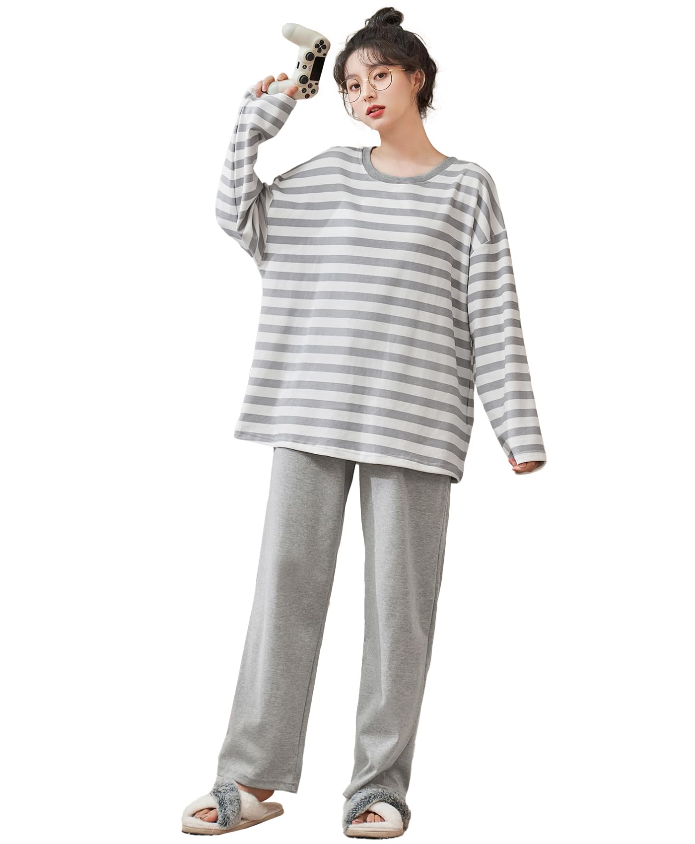 BAJAOEY Комплект женской одежды для дома с длинным рукавом, свободный, идеально подходящий для и зимы, милый, по фигуре, в полоску, приятный к коже, весна, лето, осень, серый
BAJAOEY Комплект женской одежды для дома с длинным рукавом, свободный, идеально подходящий для и зимы, милый, по фигуре, в полоску, приятный к коже, весна, лето, осень, серый