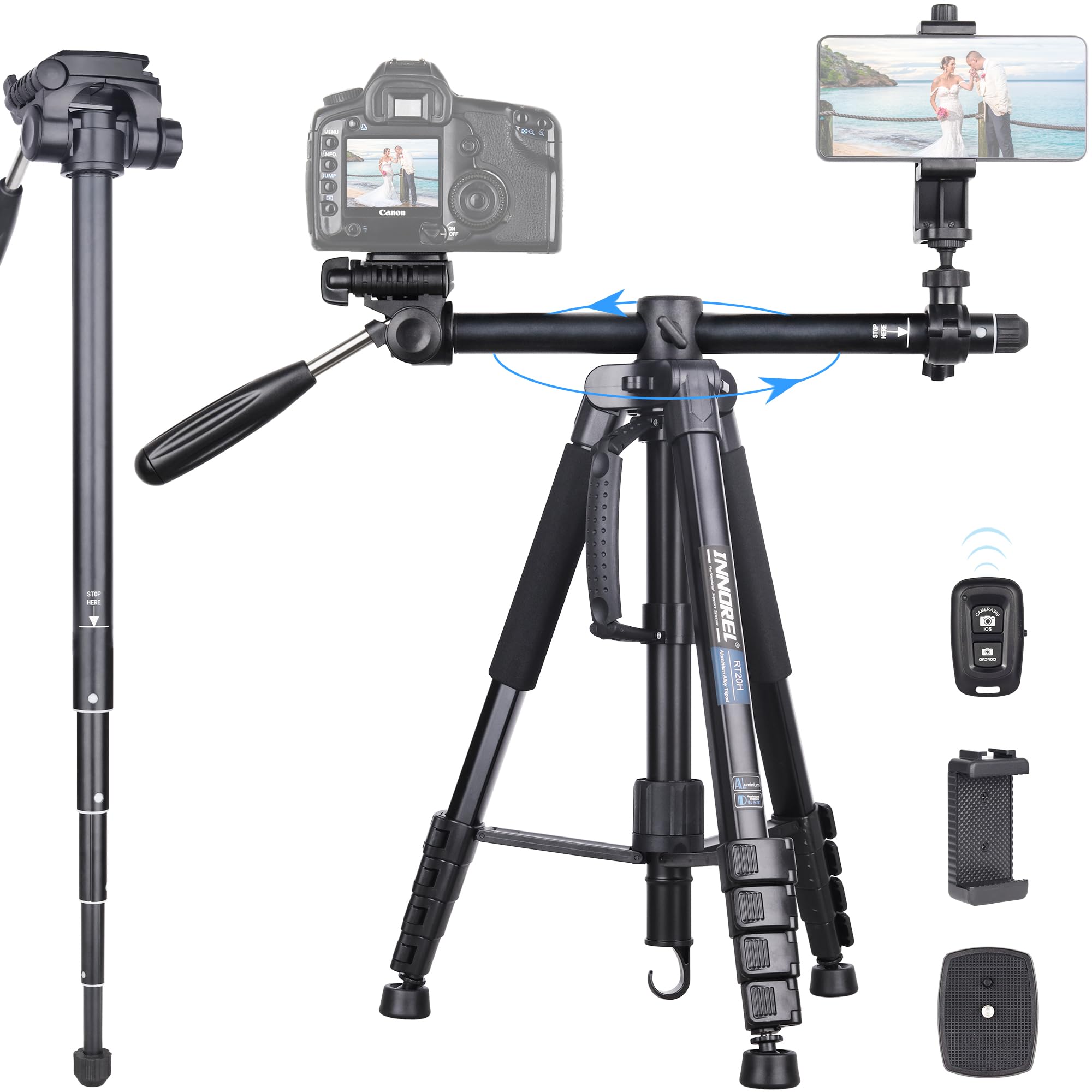 INNOREL Camera Tripod SLR Monopod Variable Head Panoramic Photography Rotating Center Pole Overhead Photography Aluminum Alloy Lever Lock Travel
INNOREL Camera Tripod SLR Monopod Variable Head Panoramic Photography Rotating Center Pole Overhead Photography Aluminum Alloy Lever Lock Travel