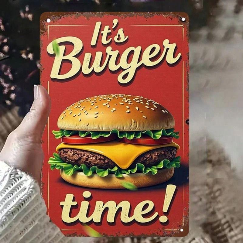Metal Wall Art Vintage Hamburger Poster for Kitchen Decor
Metal Wall Art Vintage Hamburger Poster for Kitchen Decor