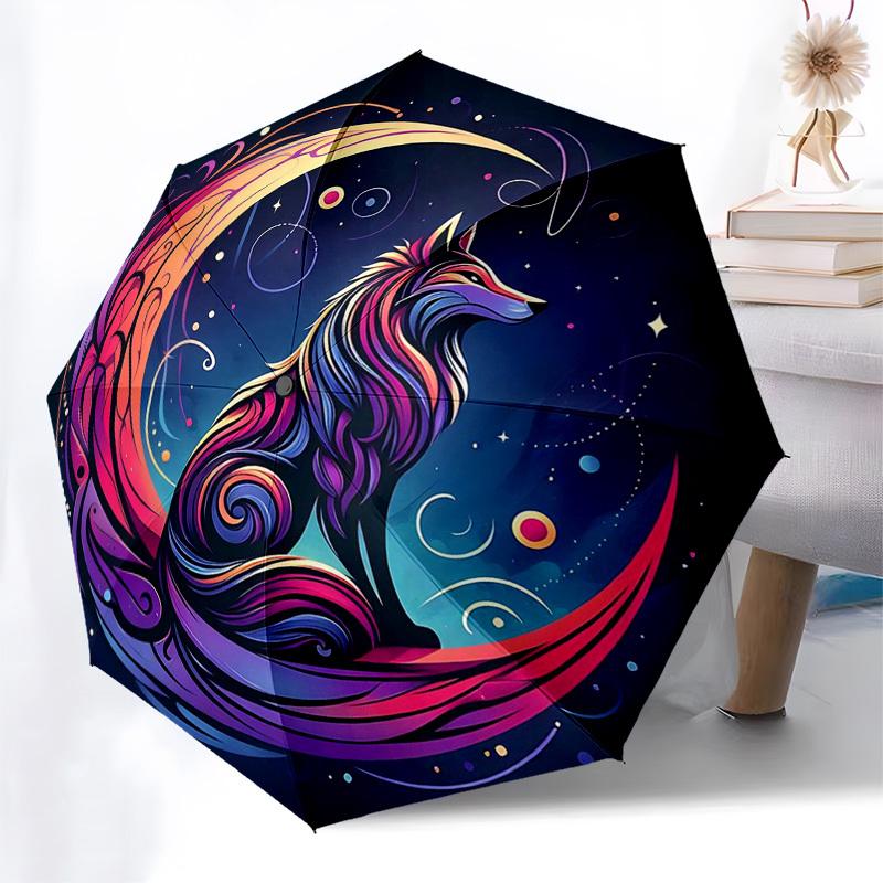 1pc Colorful Wolf Moon Auto Open Close Umbrella - Portable Tri-Fold Design with 8-Rib Iron Frame - Outdoor, Gift for Fans, Travelers, Daily Use.J038
1pc Colorful Wolf Moon Auto Open Close Umbrella - Portable Tri-Fold Design with 8-Rib Iron Frame - Outdoor, Gift for Fans, Travelers, Daily Use.J038