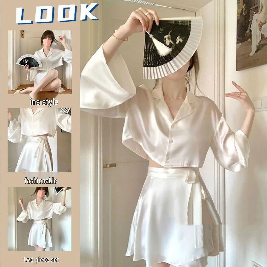 2026 Summer Ice Silk Pajama Set for Women: Solid Color Top & Skirt M for 75-95 lbs
2026 Summer Ice Silk Pajama Set for Women: Solid Color Top & Skirt M for 75-95 lbs